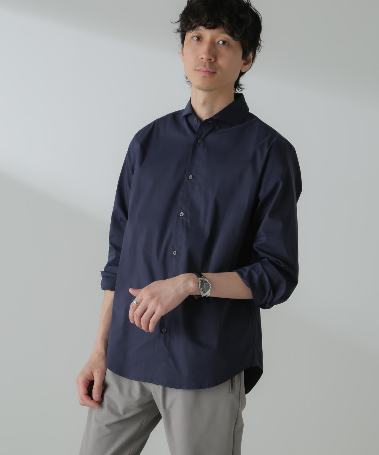 「ICE FLOW LINEN」カッタウェイシャツ 長袖