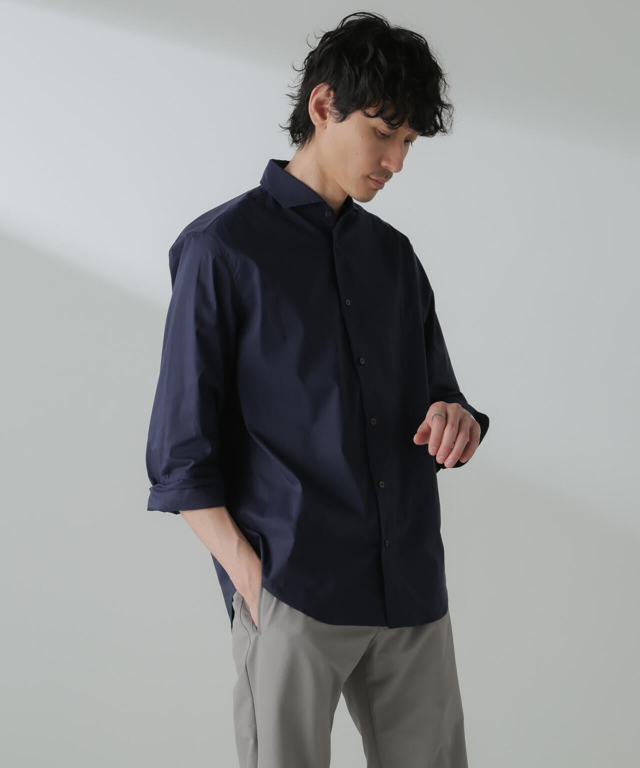 「ICE FLOW LINEN」カッタウェイシャツ 長袖