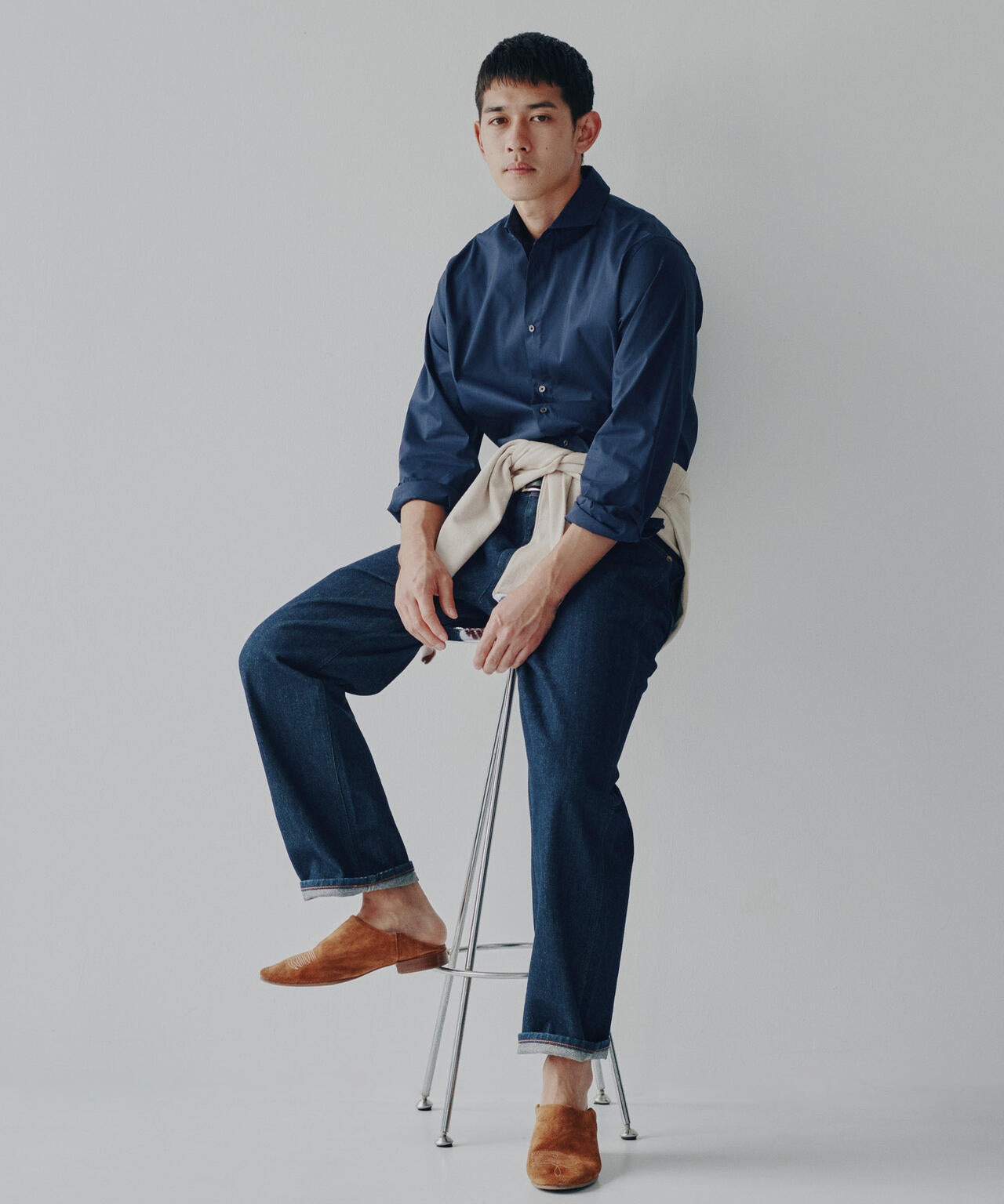 「ICE FLOW LINEN」カッタウェイシャツ 長袖