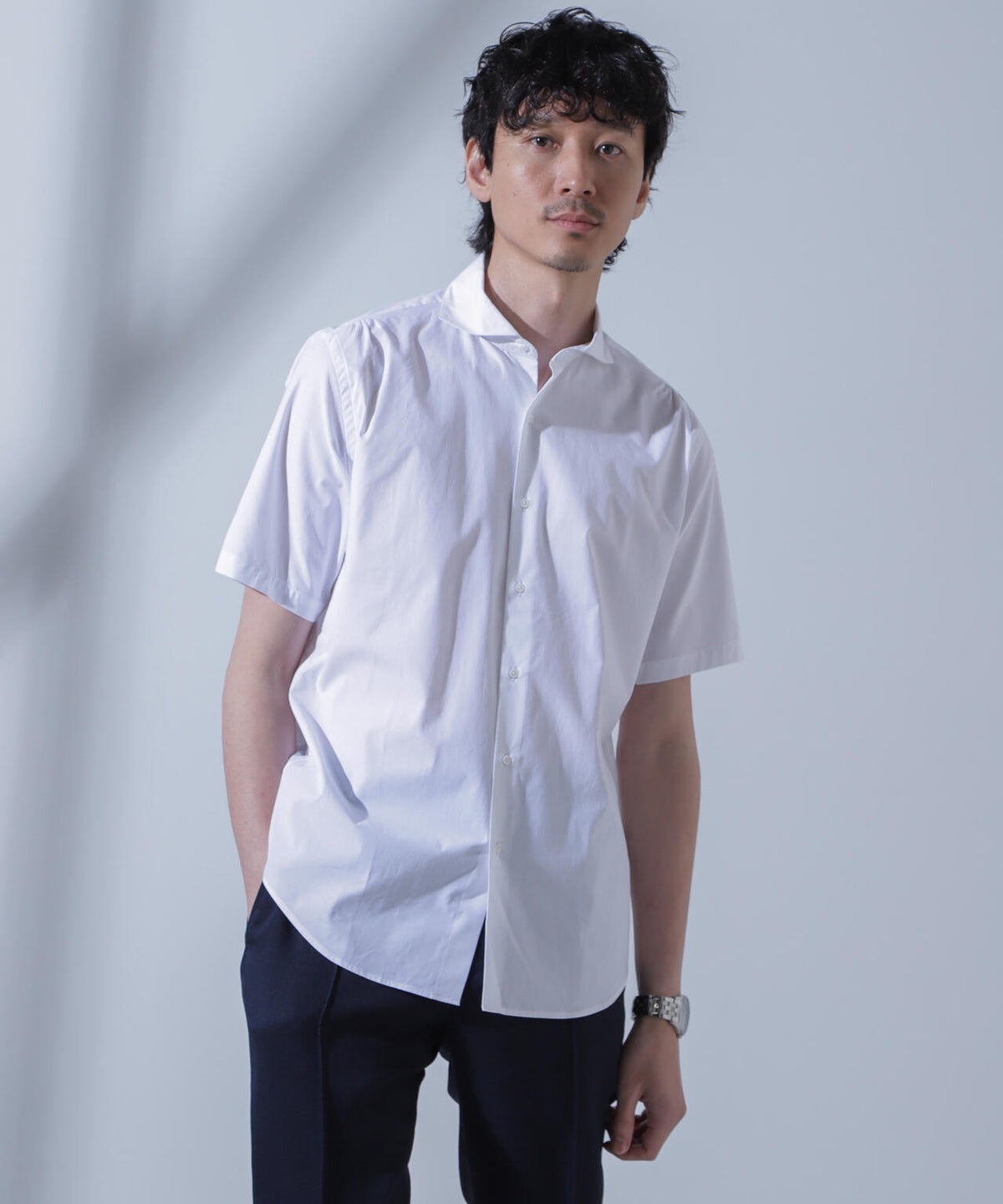 「N SHIRTS」AntiSoaked(R)汗染み防止ホリゾンタルカラーシャツ半袖
