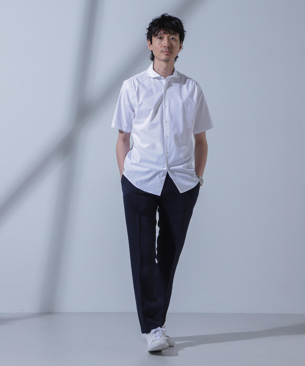 「N SHIRTS」AntiSoaked(R)汗染み防止ホリゾンタルカラーシャツ半袖