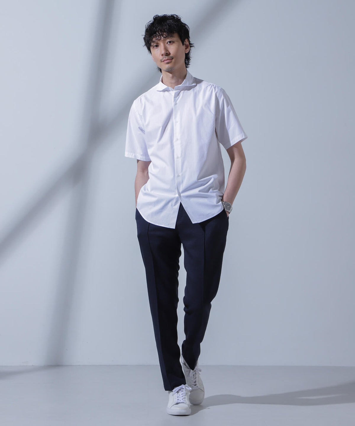 「N SHIRTS」AntiSoaked(R)汗染み防止ホリゾンタルカラーシャツ半袖