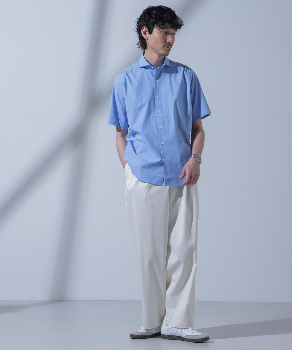 「N SHIRTS」AntiSoaked(R)汗染み防止ホリゾンタルカラーシャツ半袖