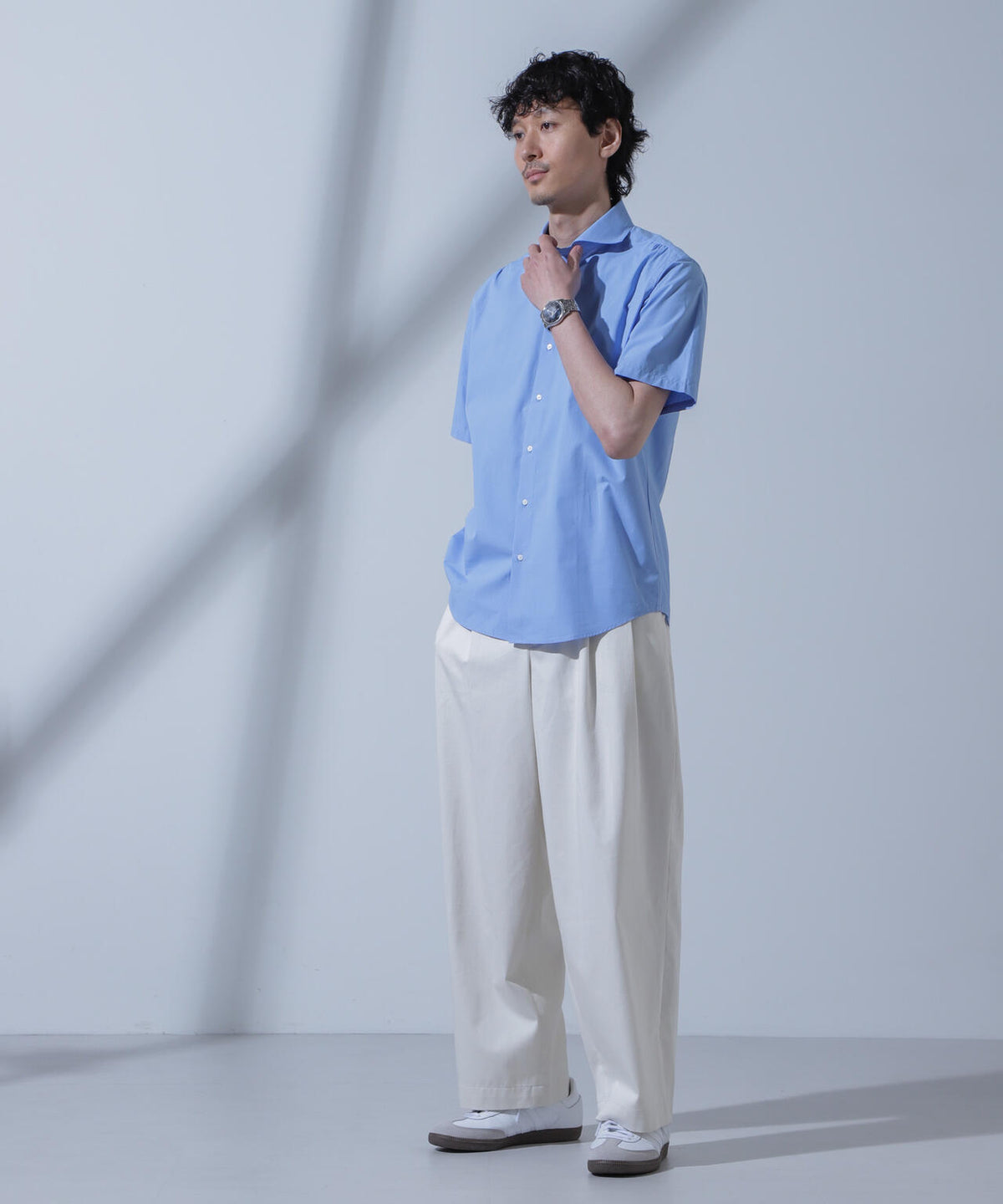 「N SHIRTS」AntiSoaked(R)汗染み防止ホリゾンタルカラーシャツ半袖