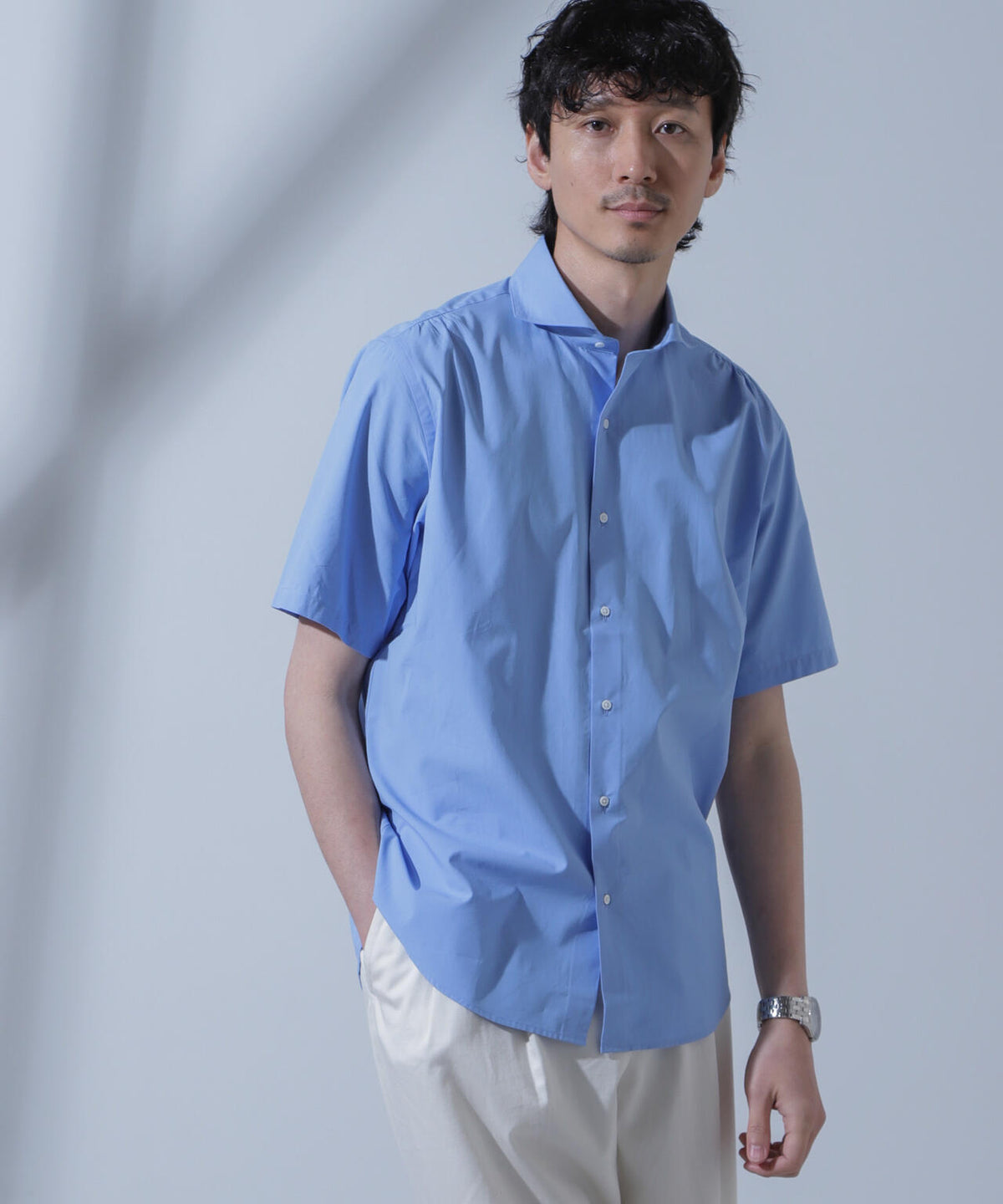 「N SHIRTS」AntiSoaked(R)汗染み防止ホリゾンタルカラーシャツ半袖