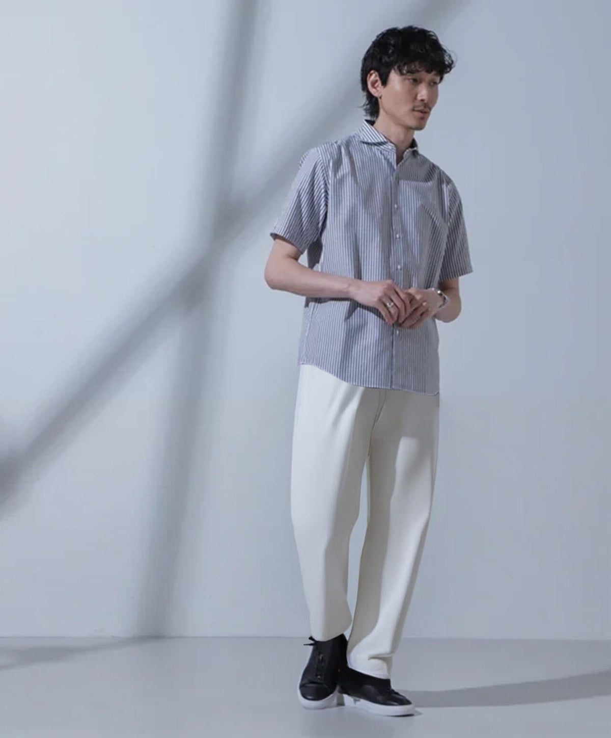 「N SHIRTS」AntiSoaked(R)汗染み防止ホリゾンタルカラーシャツ半袖