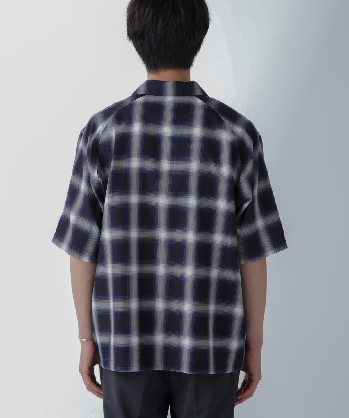 オンブレーチェックハーフスリーブシャツ