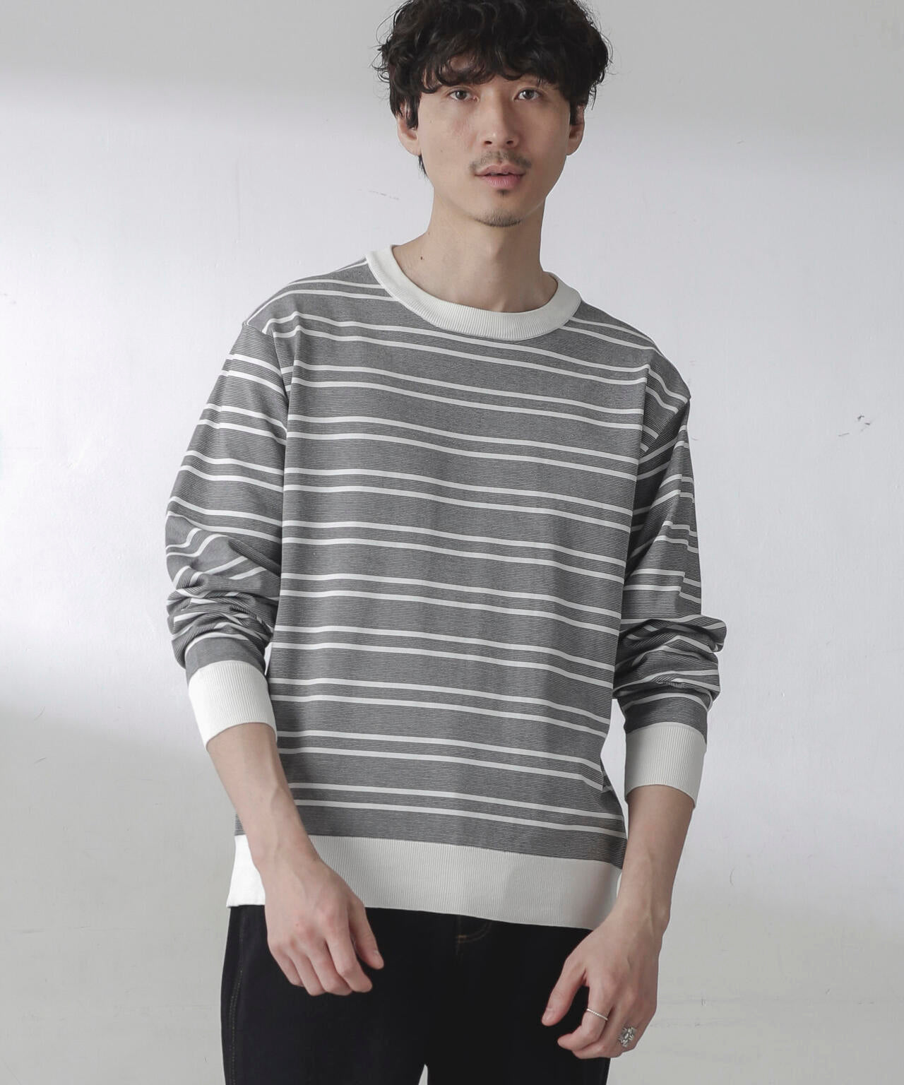 C/SORONA プレーティングボーダーニットTシャツ
