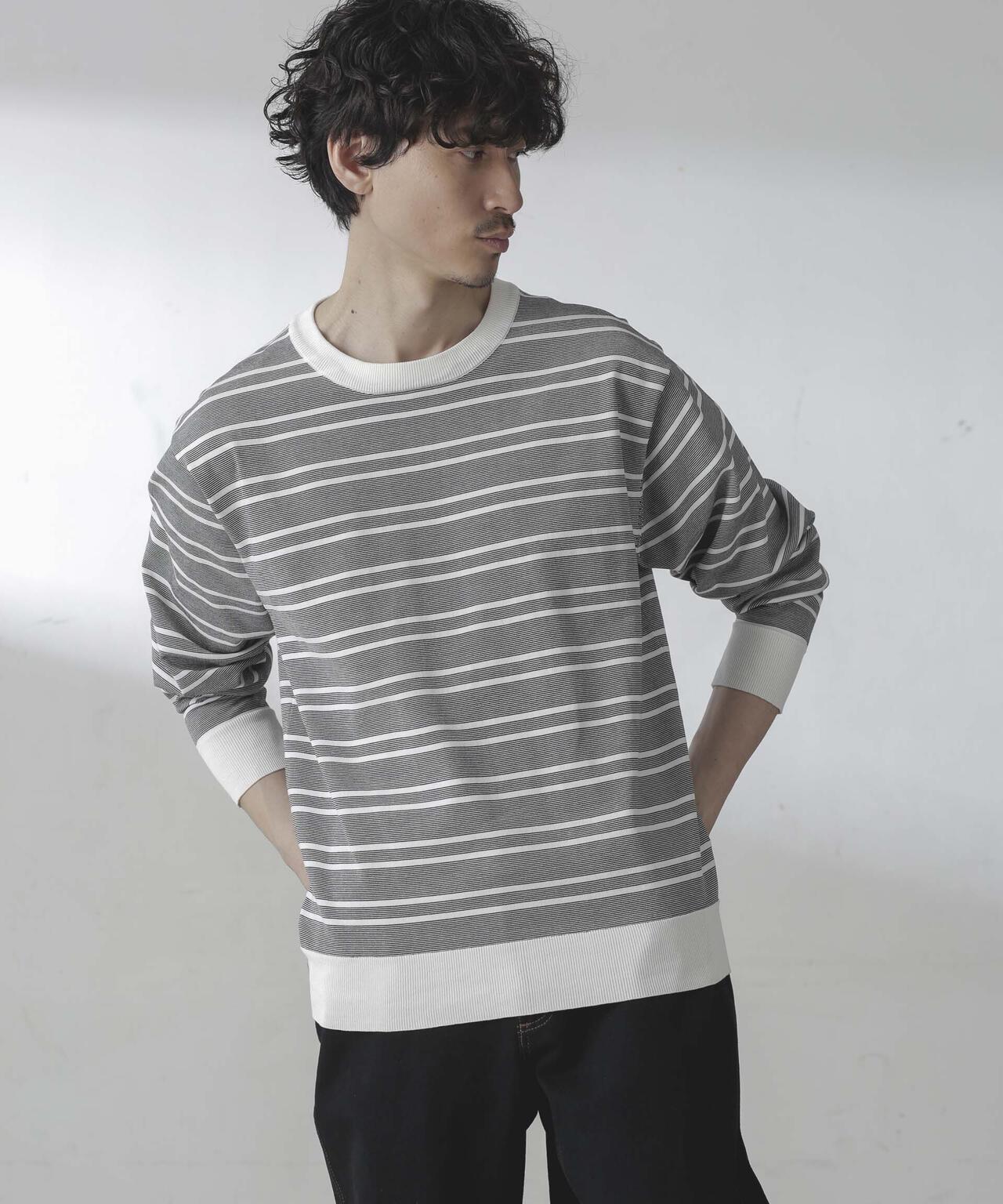 C/SORONA プレーティングボーダーニットTシャツ