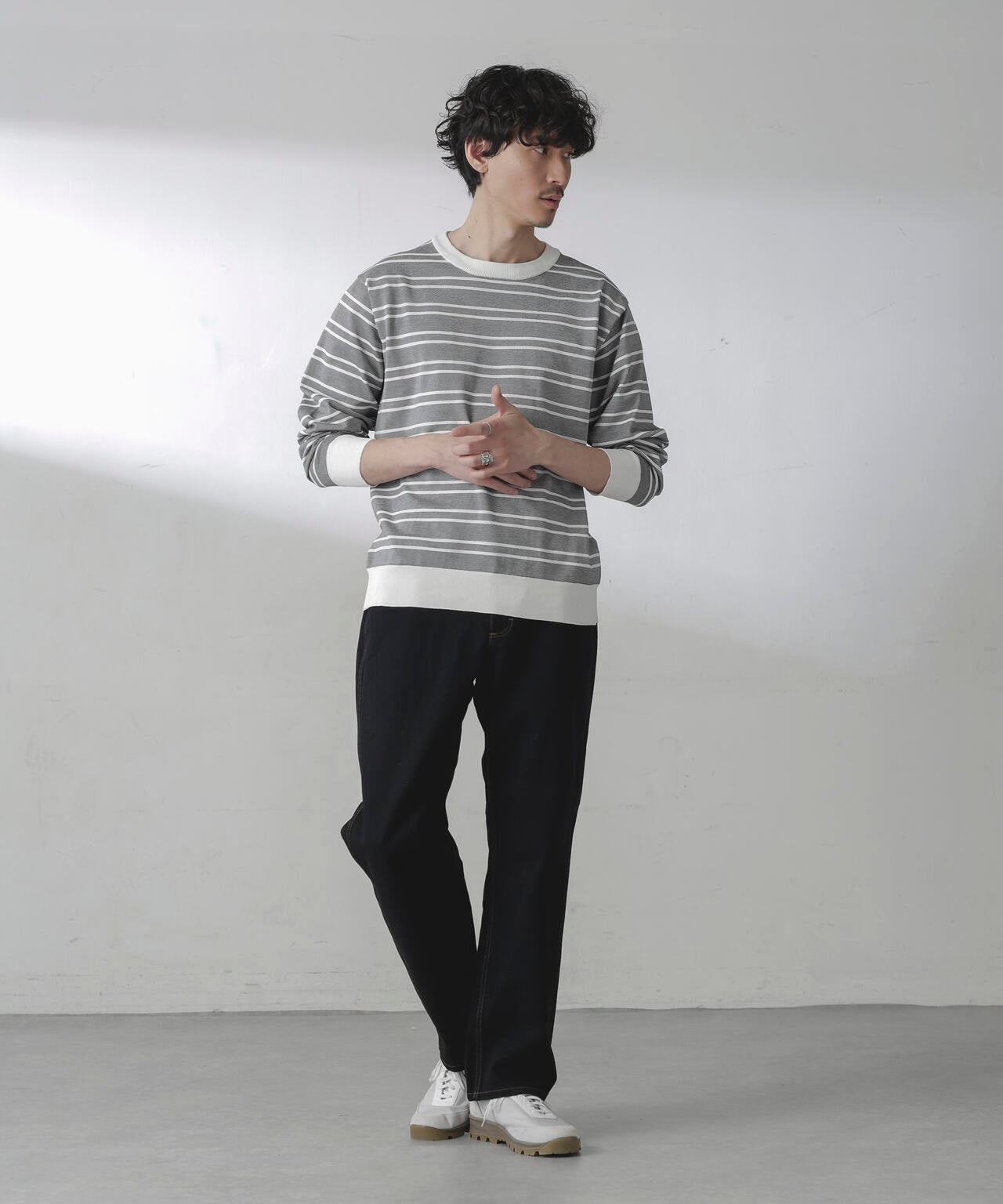 C/SORONA プレーティングボーダーニットTシャツ