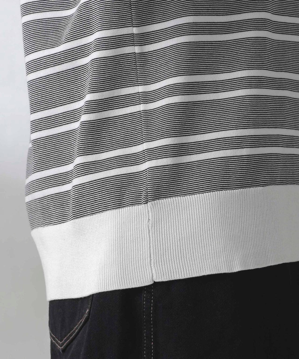 C/SORONA プレーティングボーダーニットTシャツ