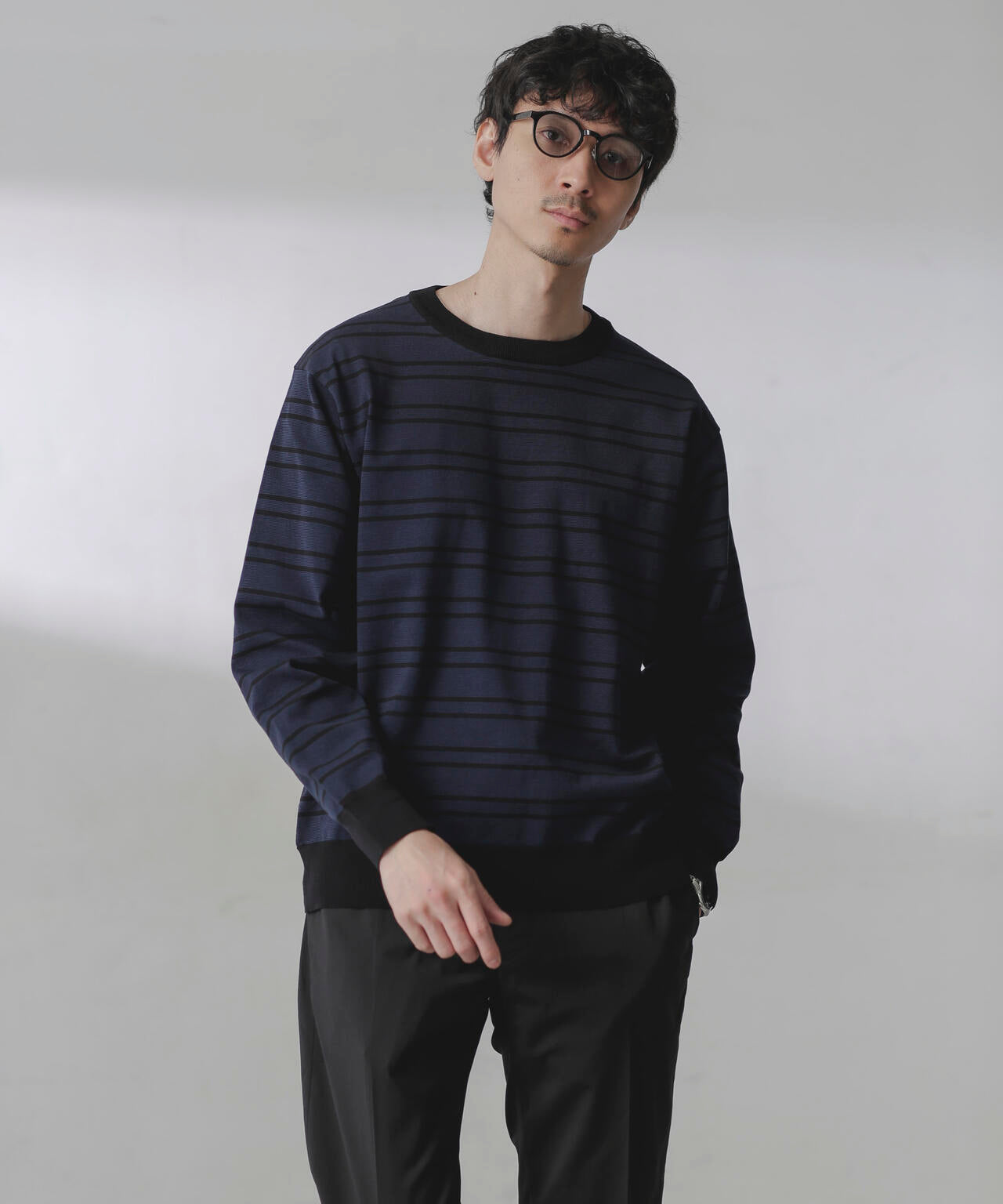 C/SORONA プレーティングボーダーニットTシャツ
