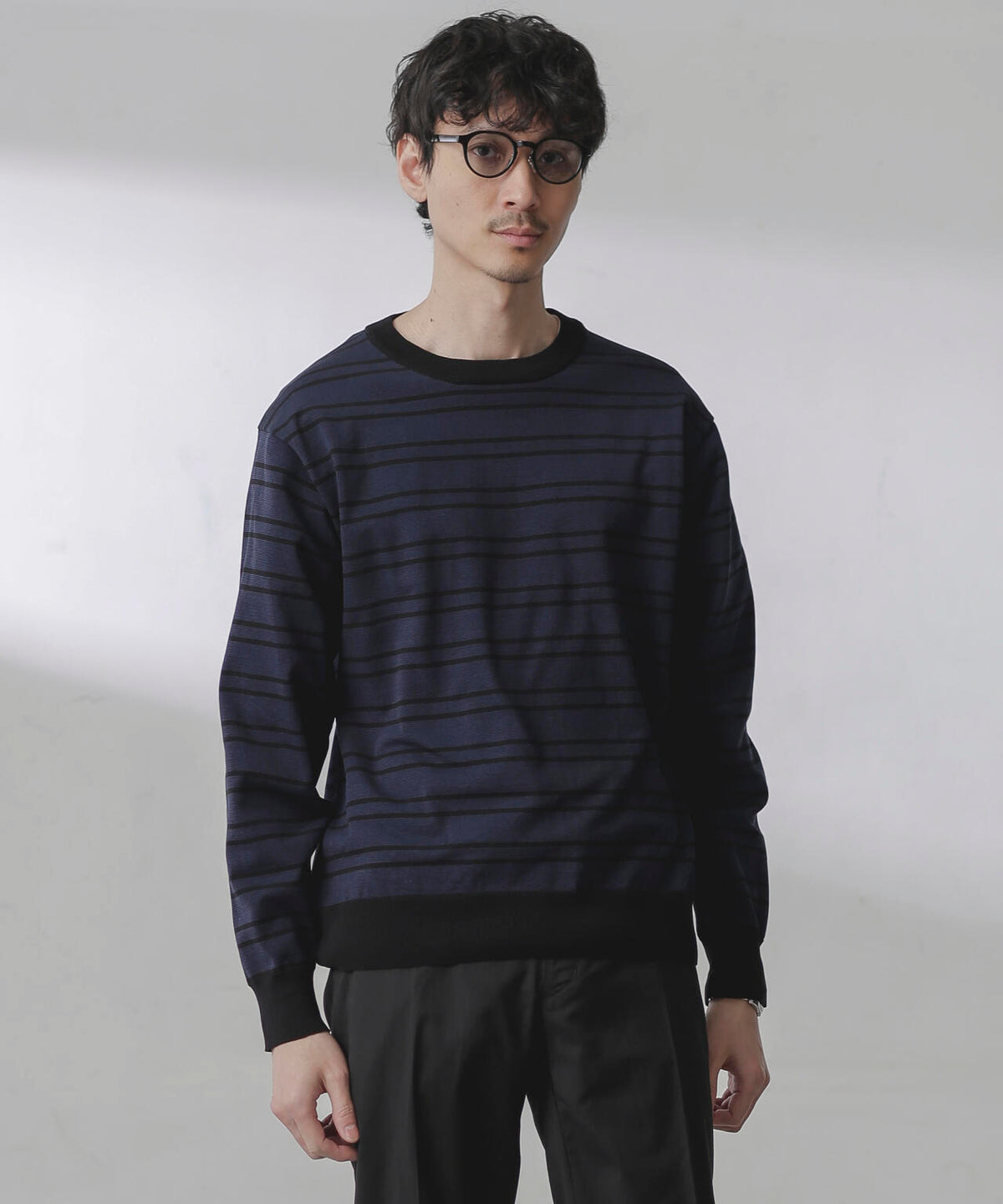 C/SORONA プレーティングボーダーニットTシャツ