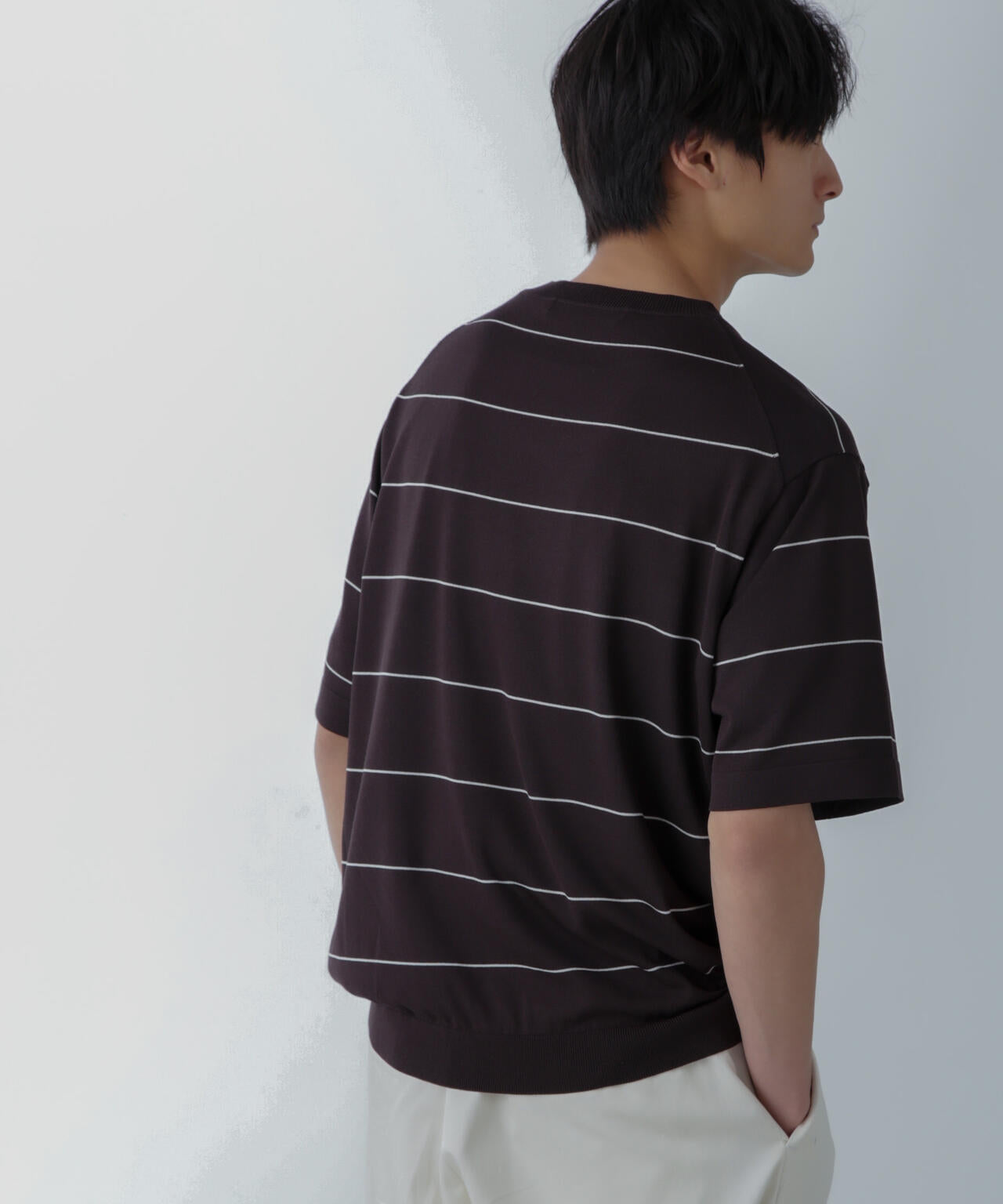 ハイゲージ ピンボーダーニットTシャツ