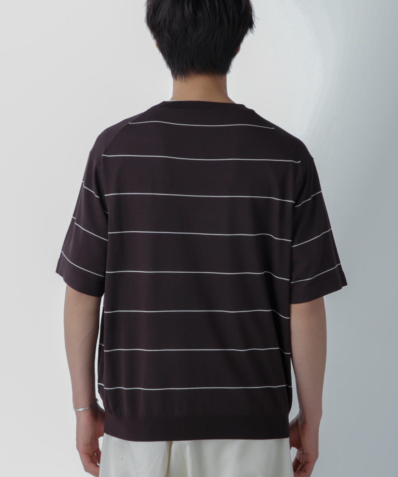 ハイゲージ ピンボーダーニットTシャツ