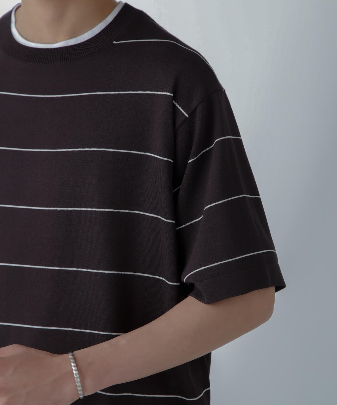 ハイゲージ ピンボーダーニットTシャツ