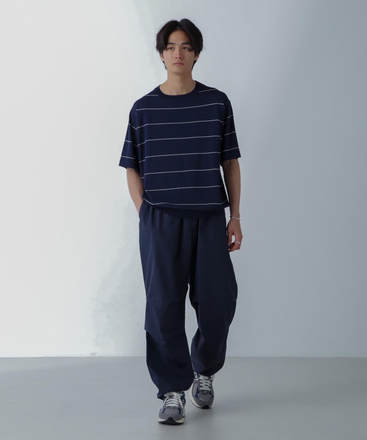 ハイゲージ ピンボーダーニットTシャツ