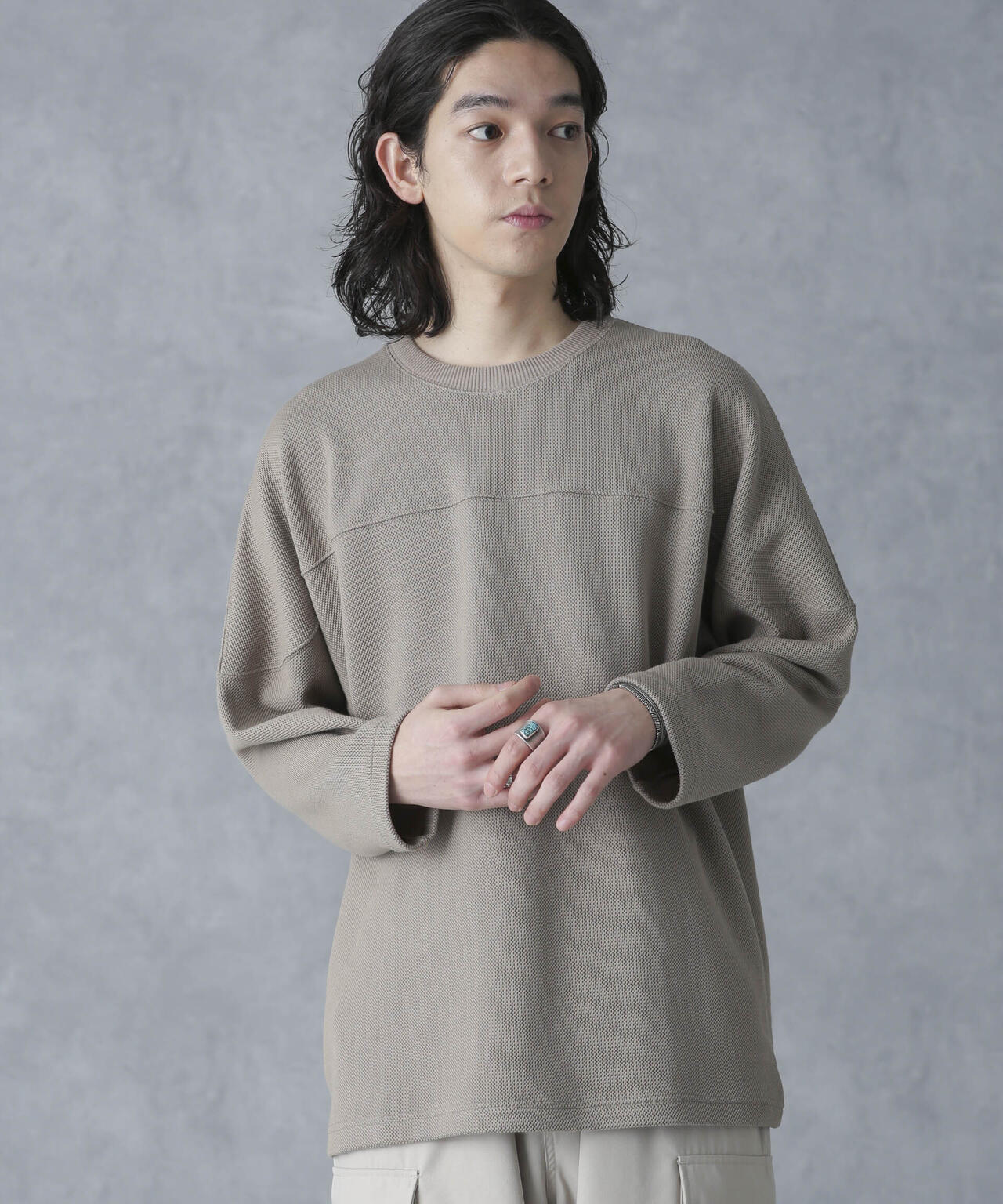 変形ハニカムジャガードフットボールTシャツ