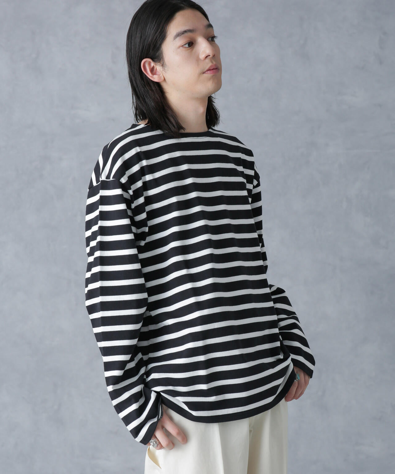 バスクボーダーボートネックTシャツ