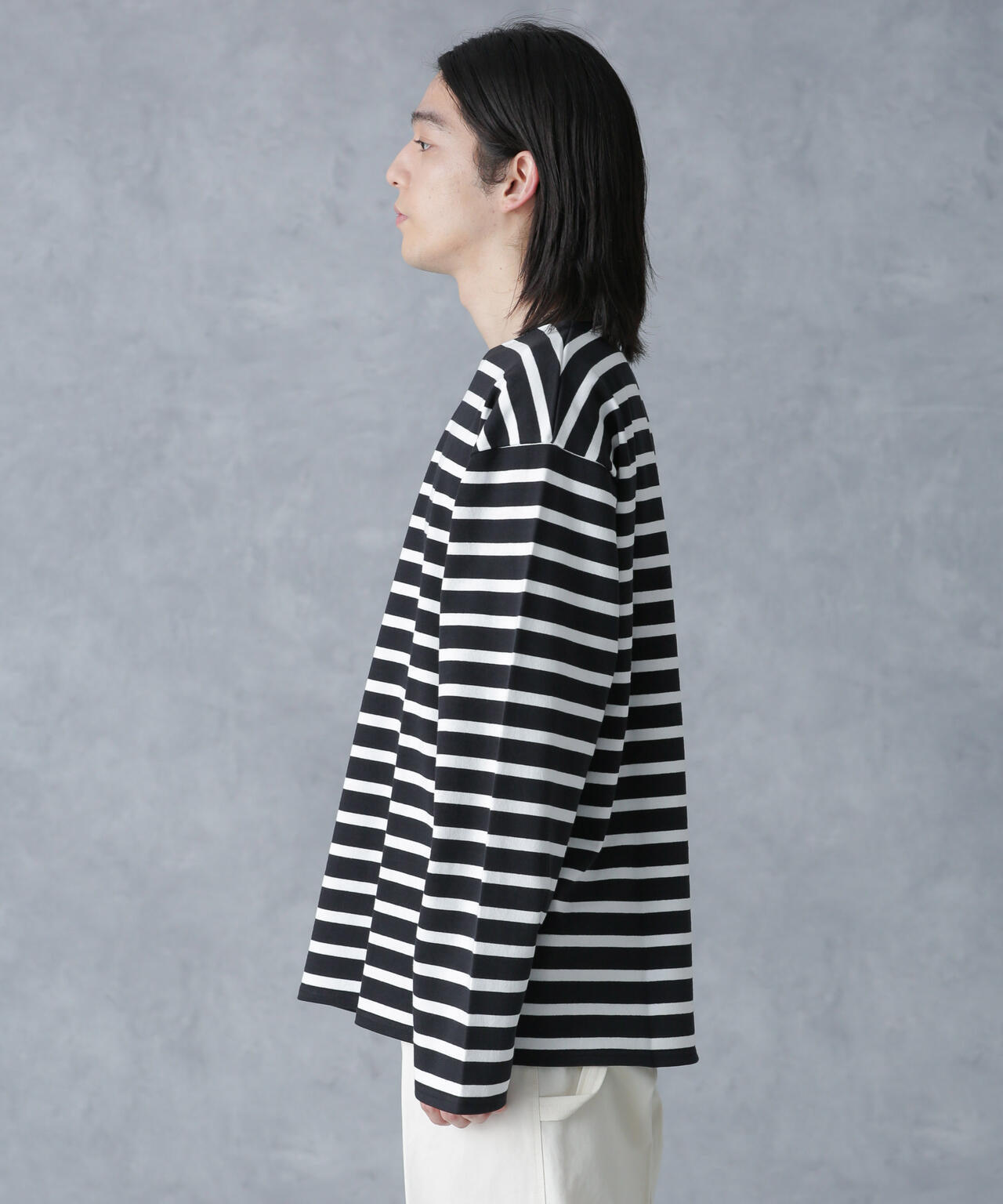 バスクボーダーボートネックTシャツ
