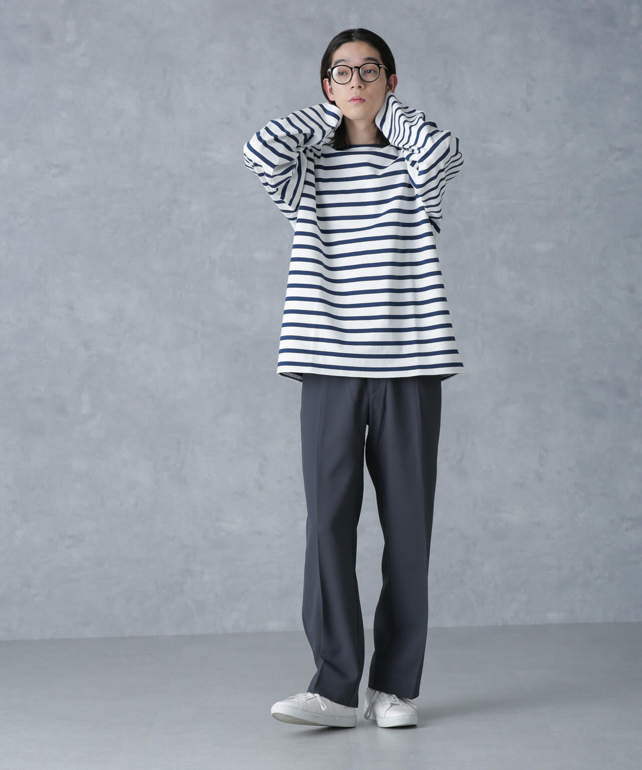 バスクボーダーボートネックTシャツ