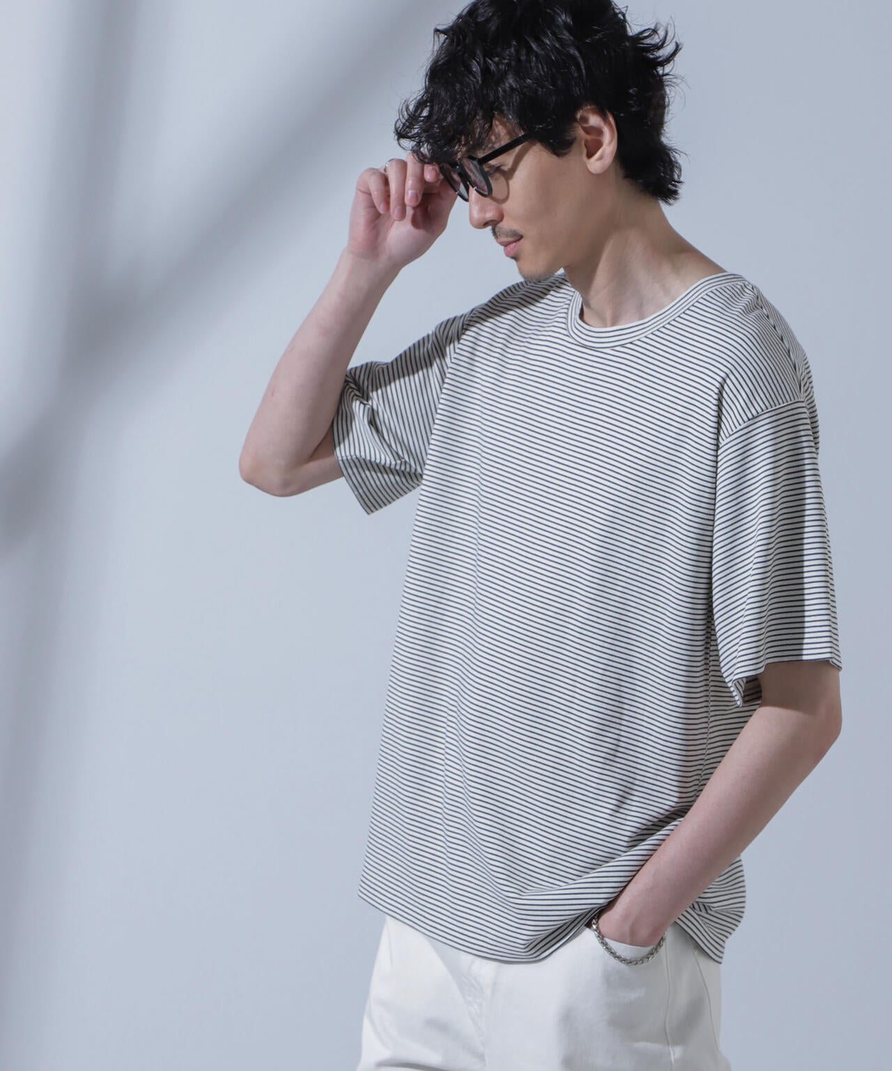 Anti Soaked(R) 汗染み防止 ピンボーダークルーネックTシャツ