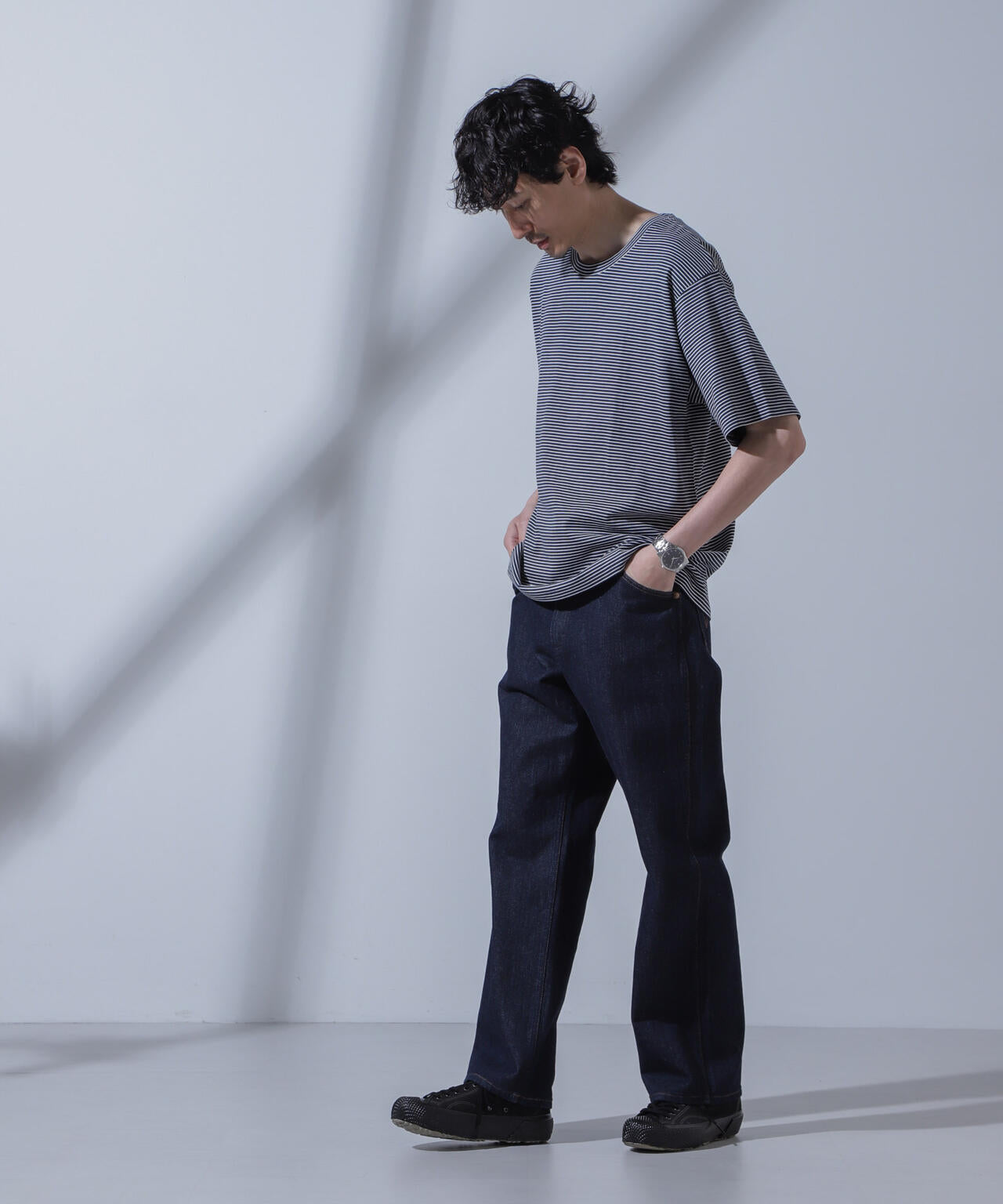 Anti Soaked(R) 汗染み防止 ピンボーダークルーネックTシャツ