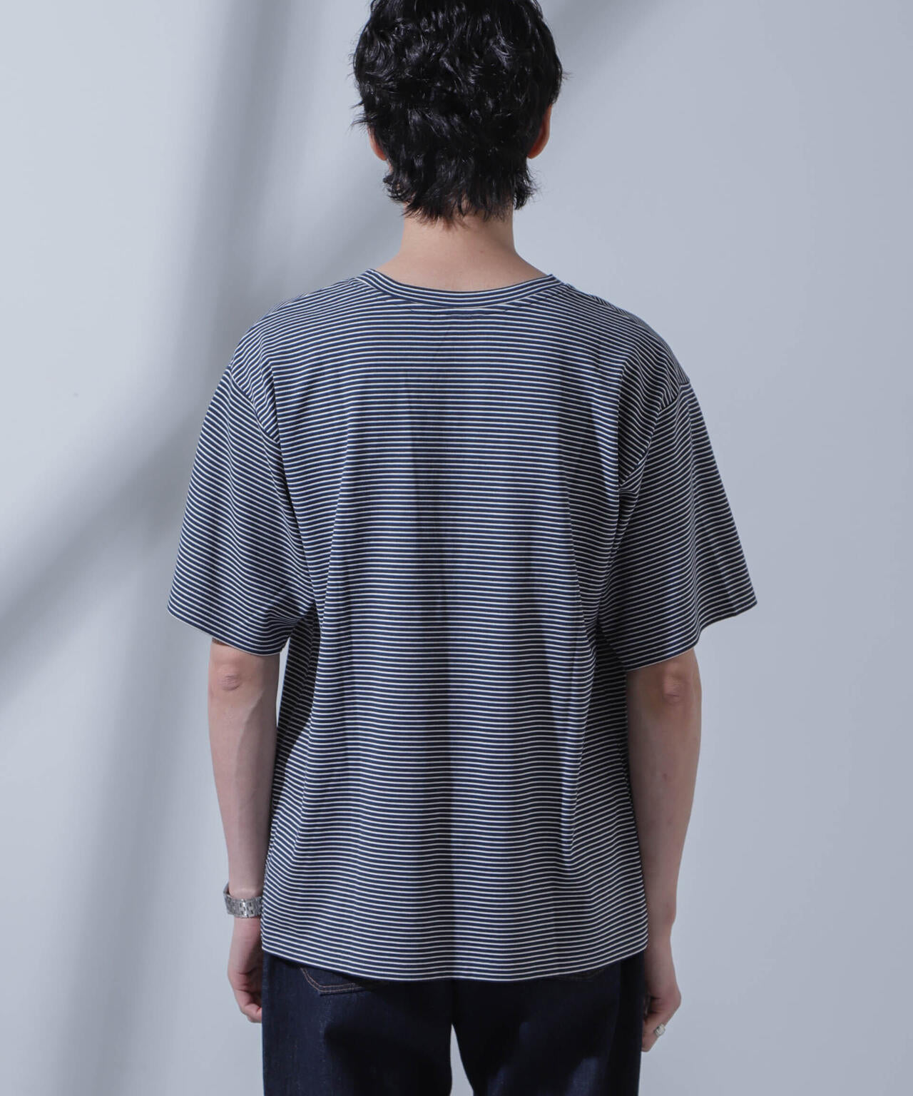 Anti Soaked(R) 汗染み防止 ピンボーダークルーネックTシャツ