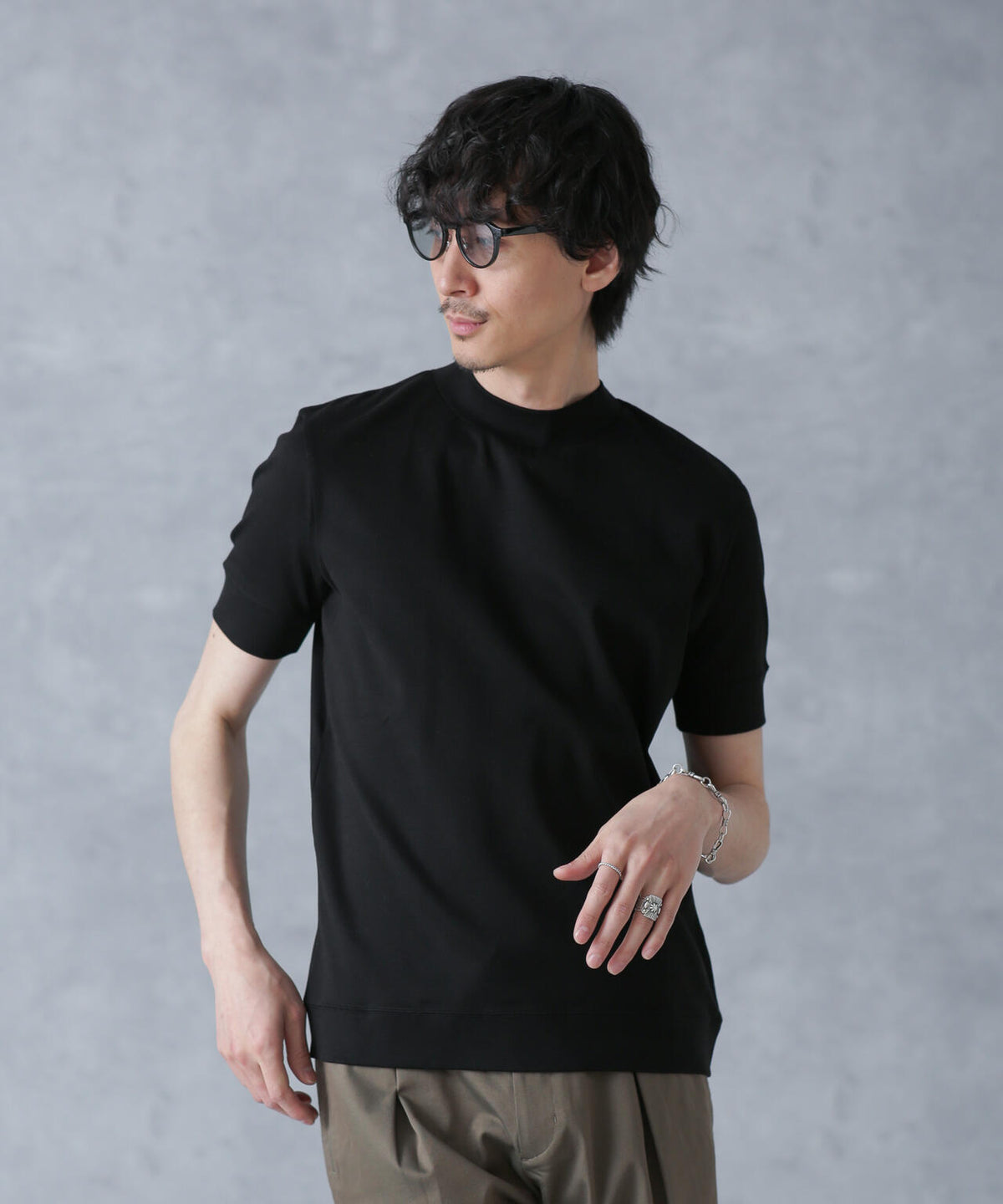 「FORMAL JERSEY」モックネックカットソー半袖
