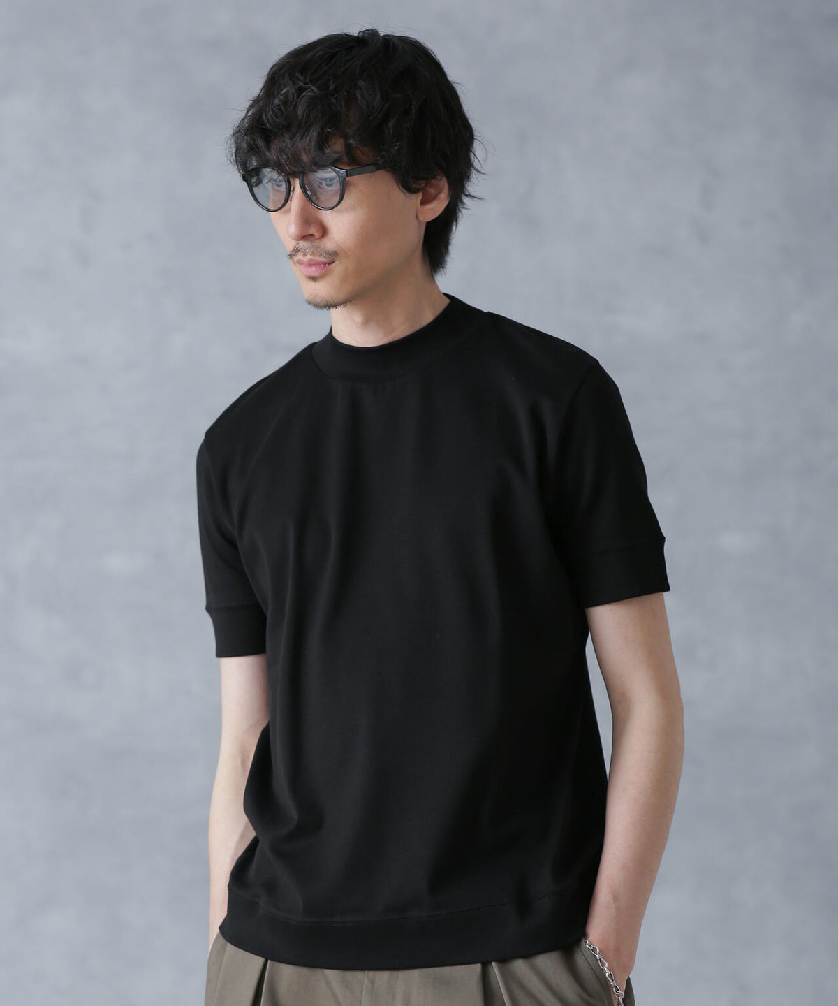 「FORMAL JERSEY」モックネックカットソー半袖