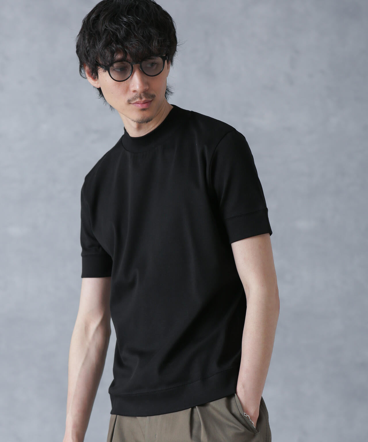 「FORMAL JERSEY」モックネックカットソー半袖
