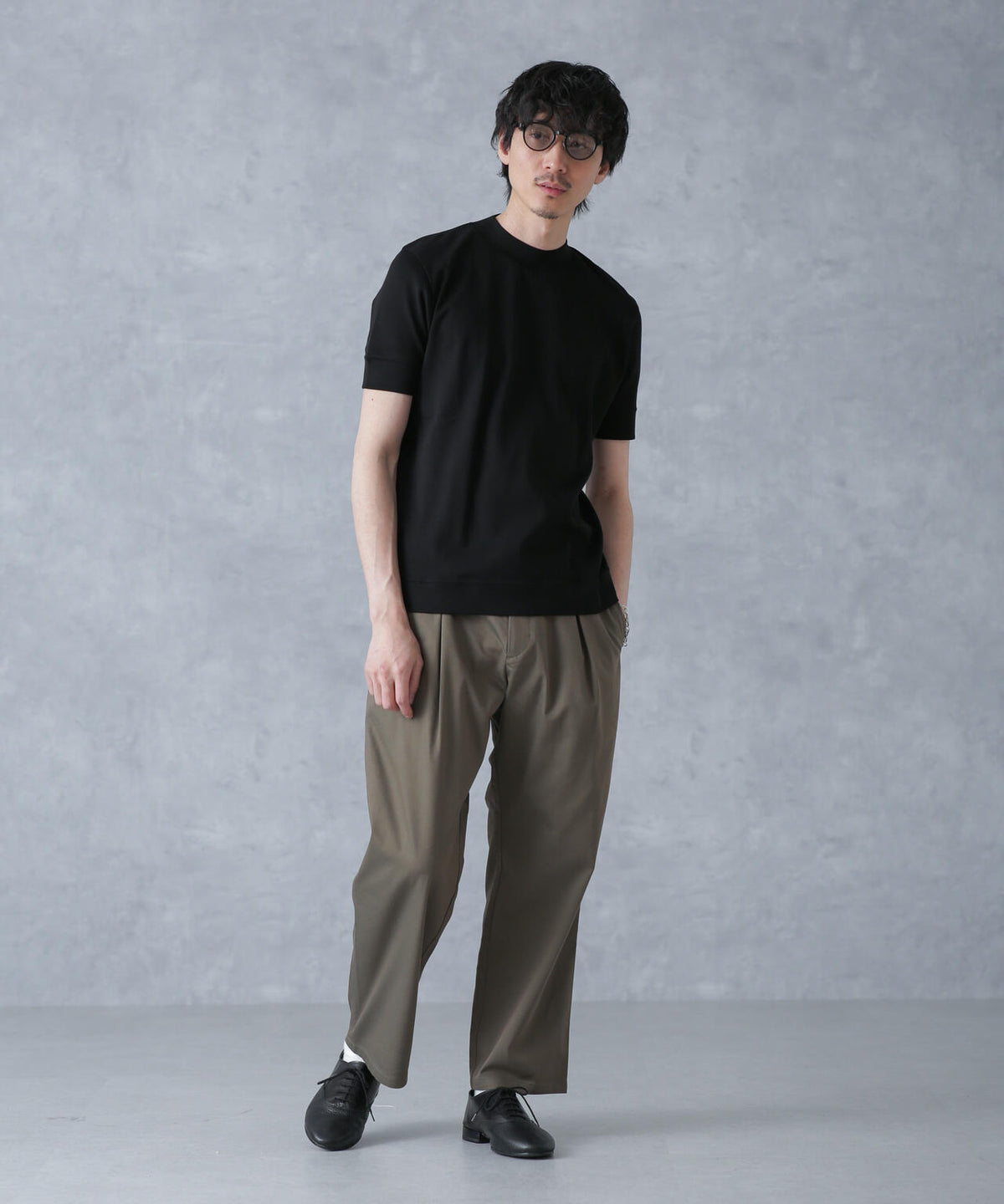 「FORMAL JERSEY」モックネックカットソー半袖