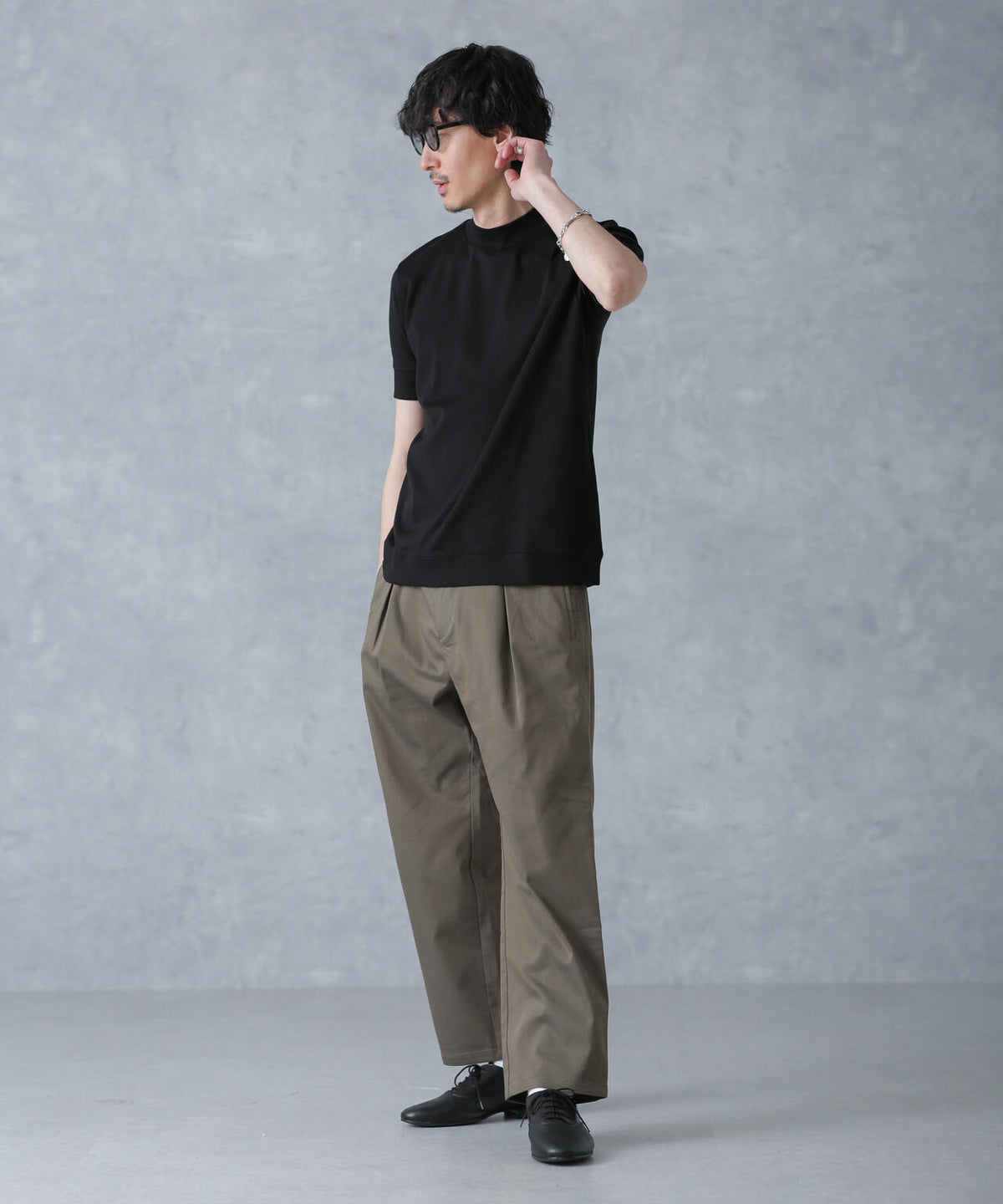 「FORMAL JERSEY」モックネックカットソー半袖