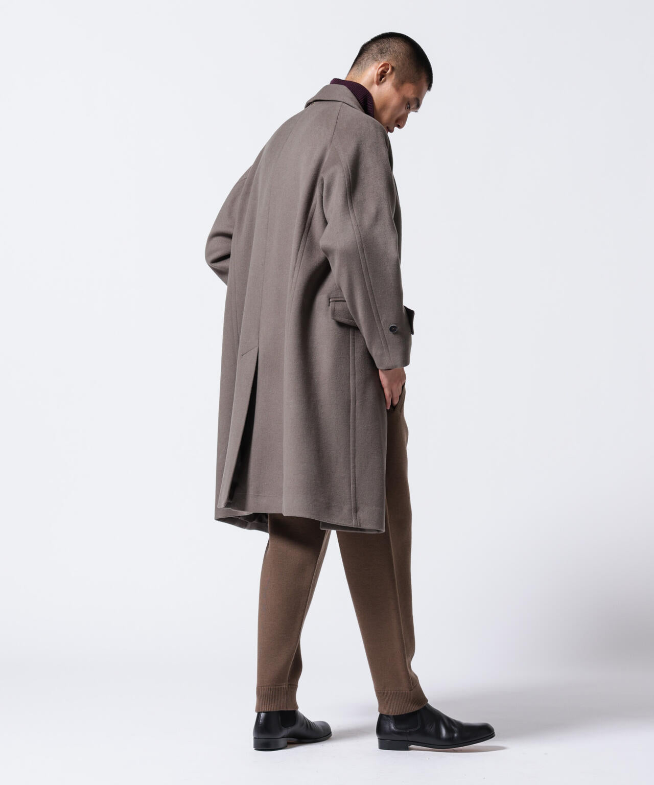 「ASSEMBLANC」シルクブレンドダブルクロスショールカラーコート