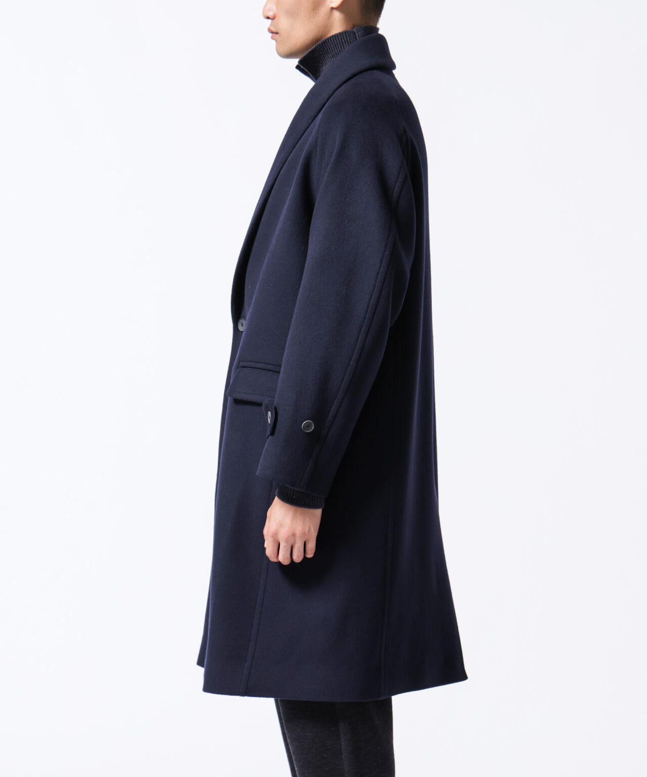「ASSEMBLANC」シルクブレンドダブルクロスショールカラーコート