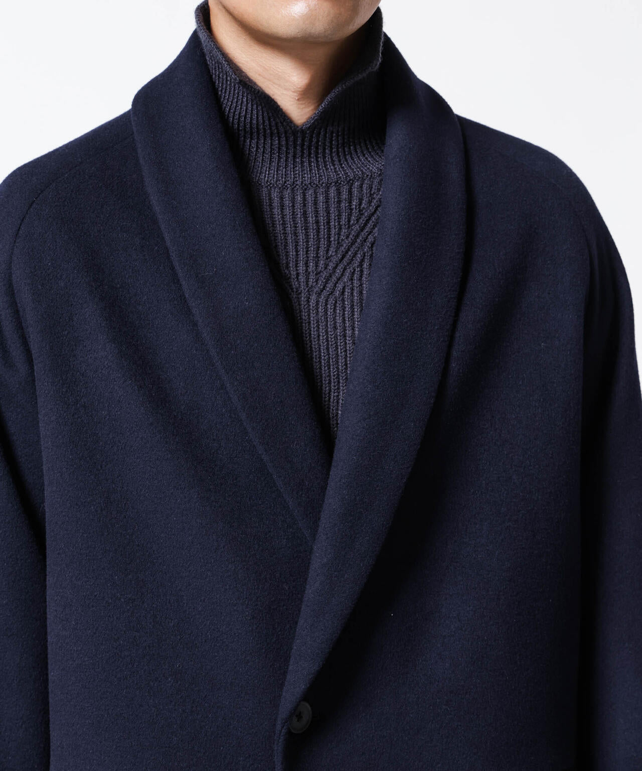 「ASSEMBLANC」シルクブレンドダブルクロスショールカラーコート
