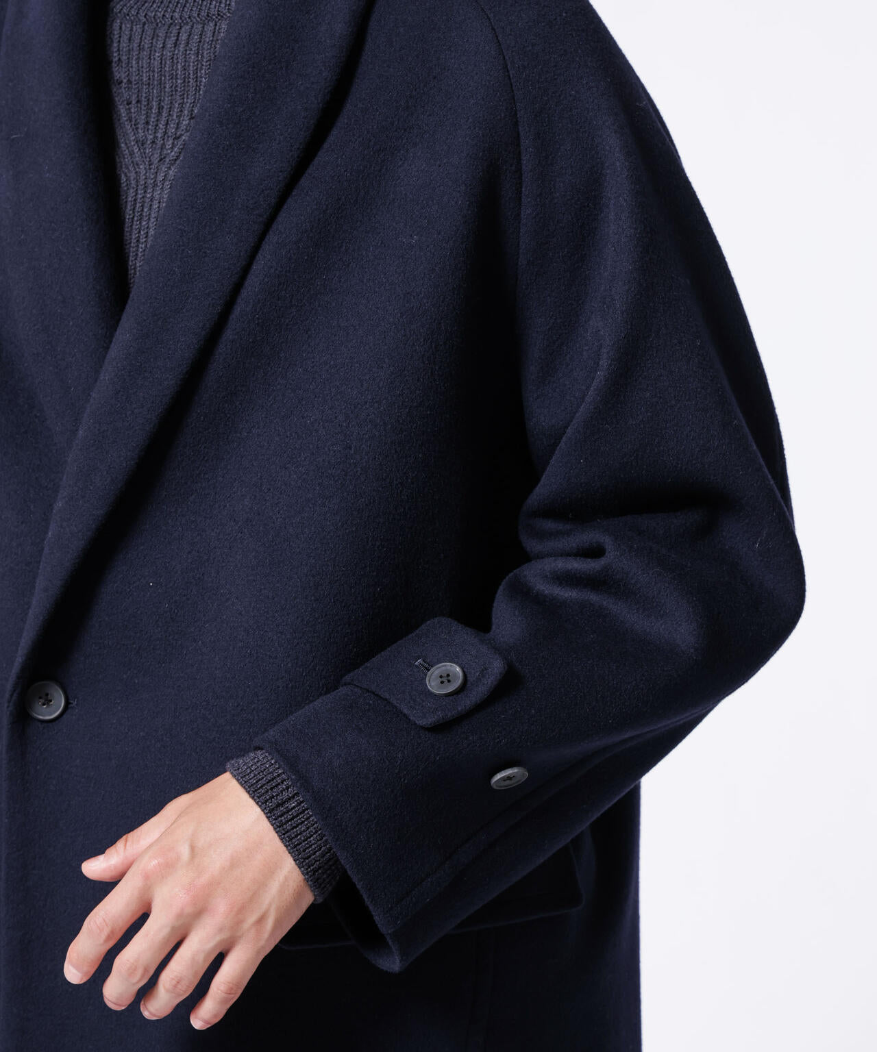 「ASSEMBLANC」シルクブレンドダブルクロスショールカラーコート