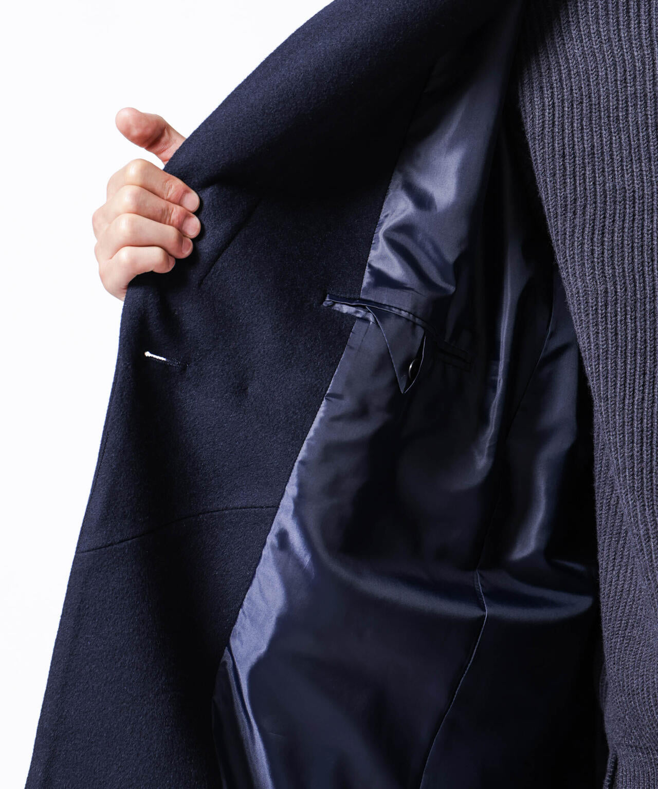 「ASSEMBLANC」シルクブレンドダブルクロスショールカラーコート