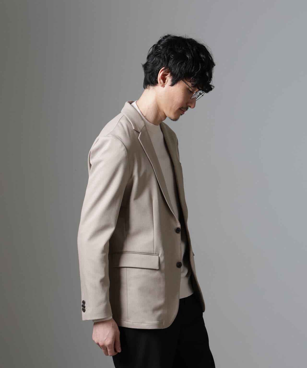 「N JACKET BASIC」CATINA(R)メランジ二重織ツイルストレッチジャケット(セットアップ可)