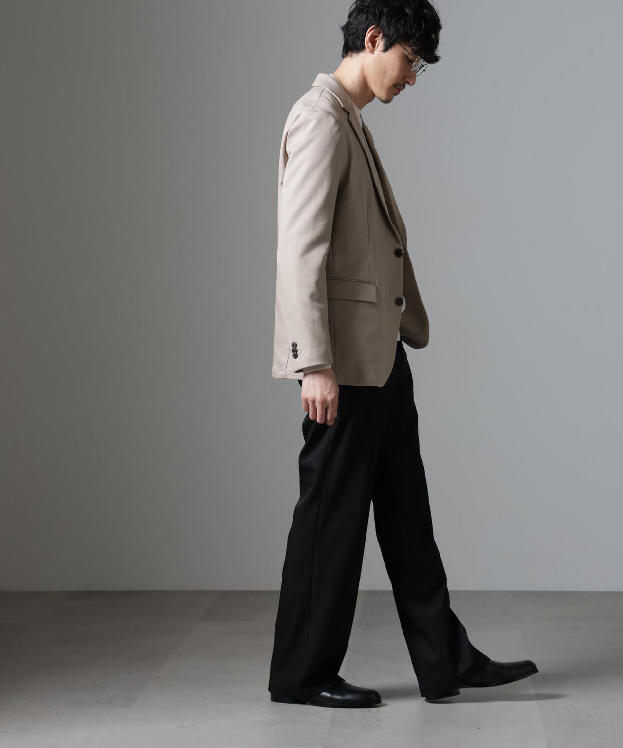 「N JACKET BASIC」CATINA(R)メランジ二重織ツイルストレッチジャケット(セットアップ可)