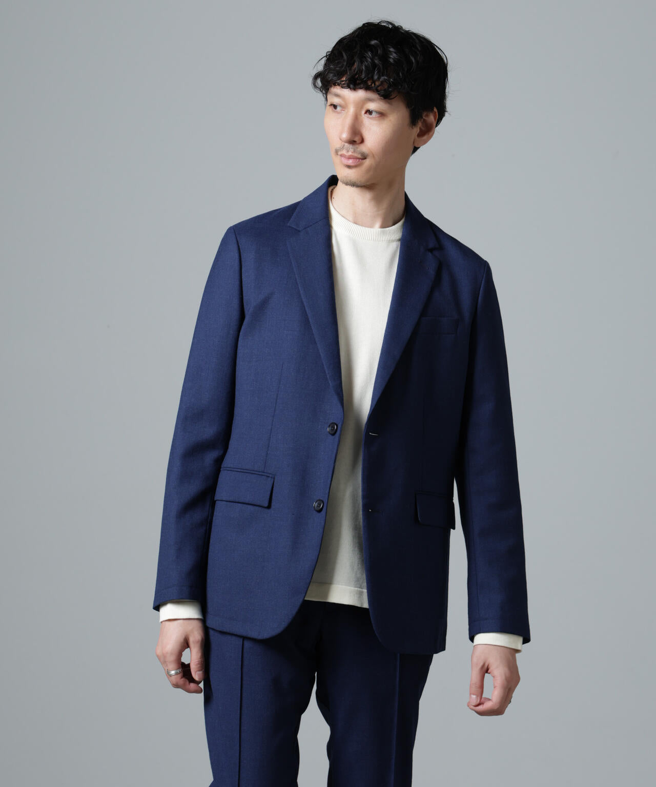 「N JACKET PREMIUM」RENU(R)ウール混洗えるサキソニージャケット(セットアップ可)