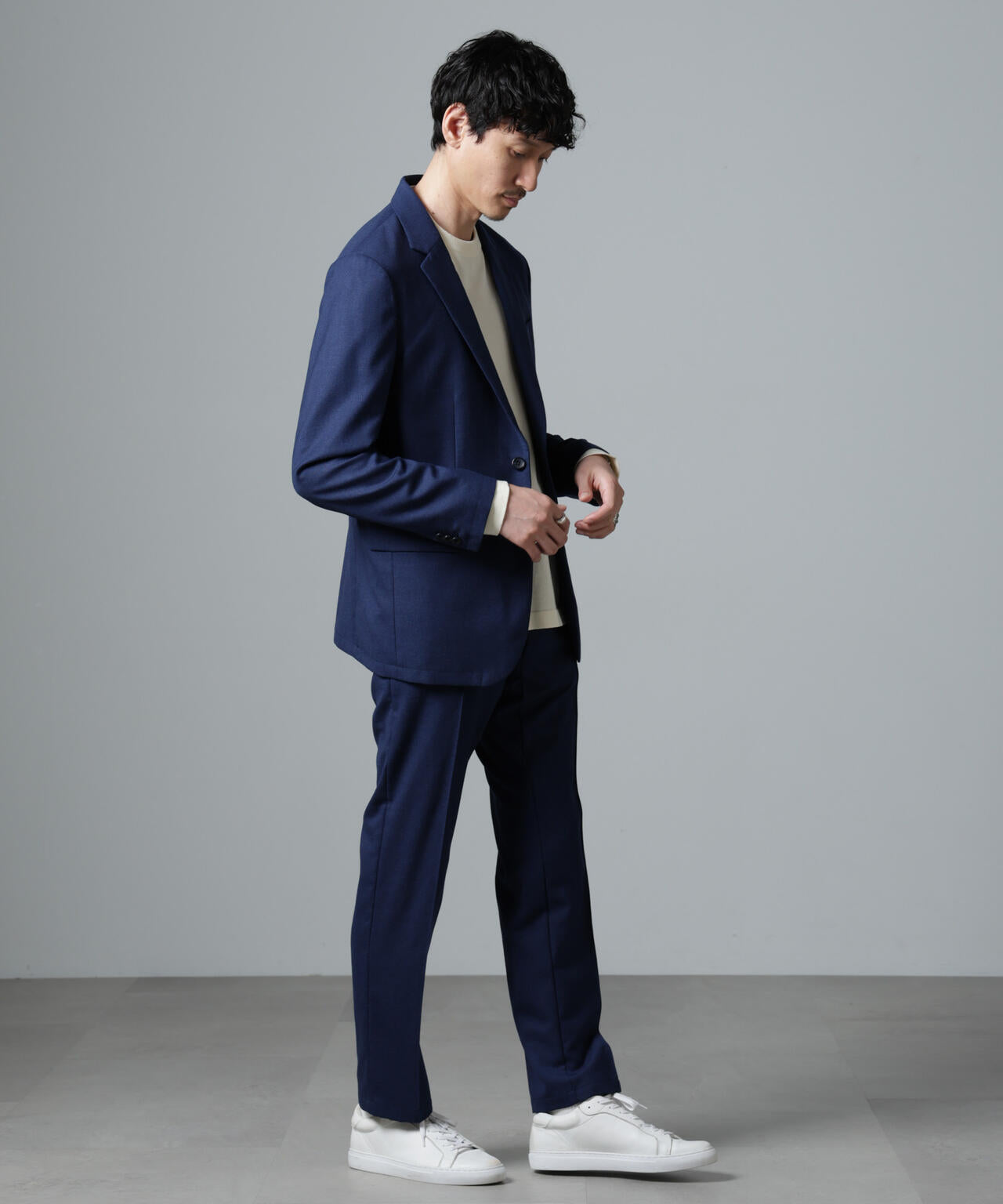「N JACKET PREMIUM」RENU(R)ウール混洗えるサキソニージャケット(セットアップ可)