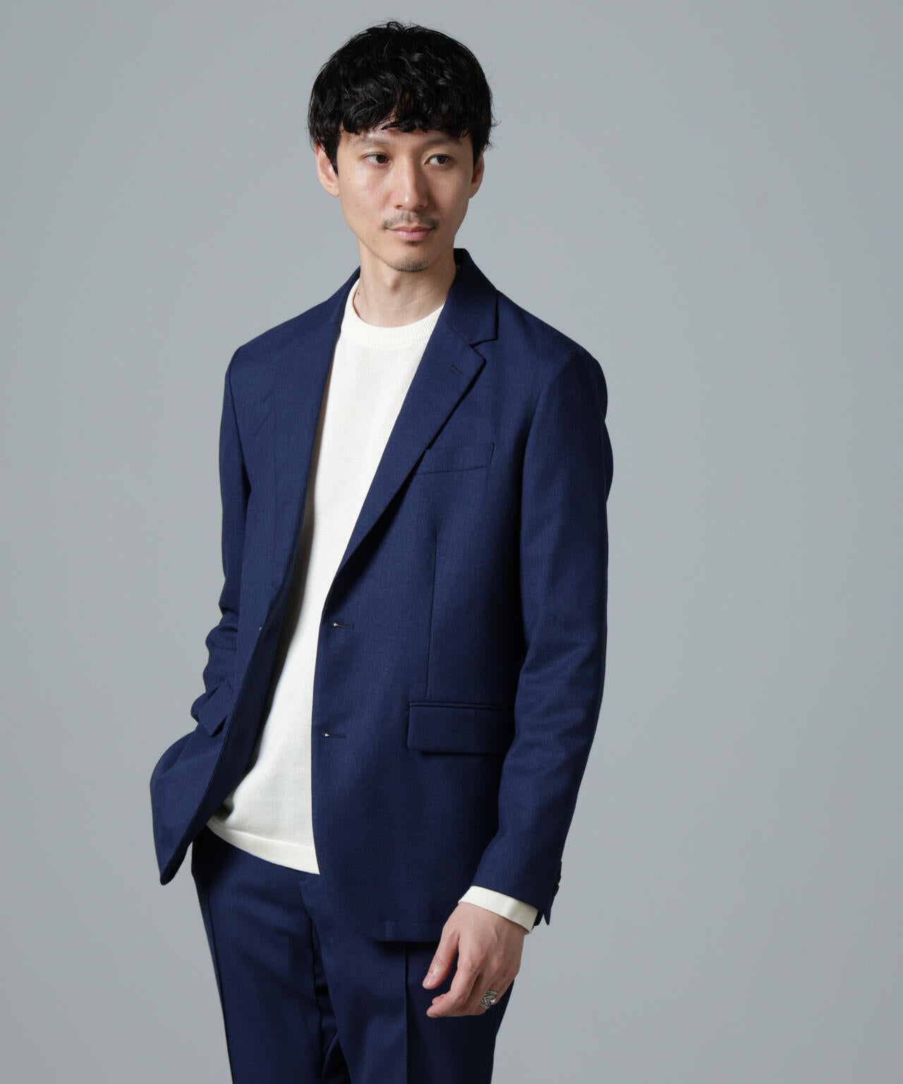 「N JACKET PREMIUM」RENU(R)ウール混洗えるサキソニージャケット(セットアップ可)