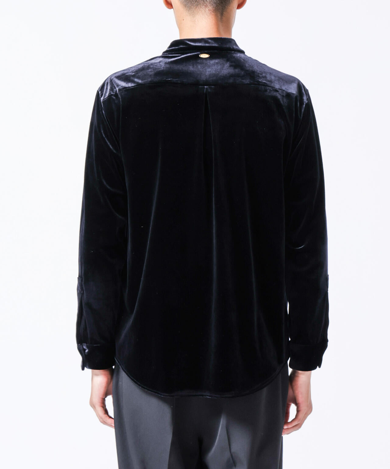 「ASSEMBLANC」トリアセテートベルベットシャツブルゾン