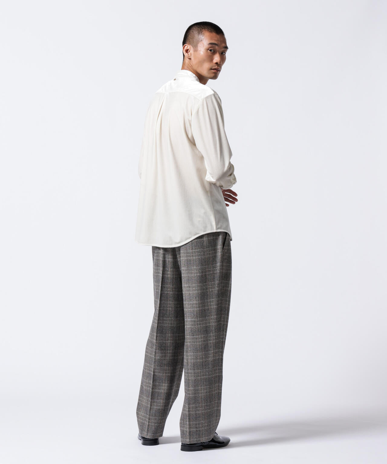 「ASSEMBLANC」トリアセテートベルベットシャツブルゾン