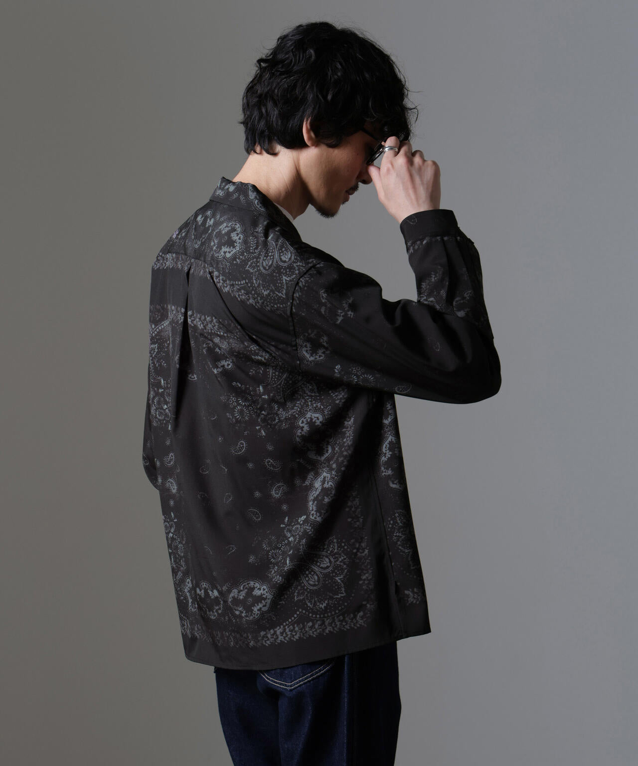 レトロプリント オープンカラーシャツ