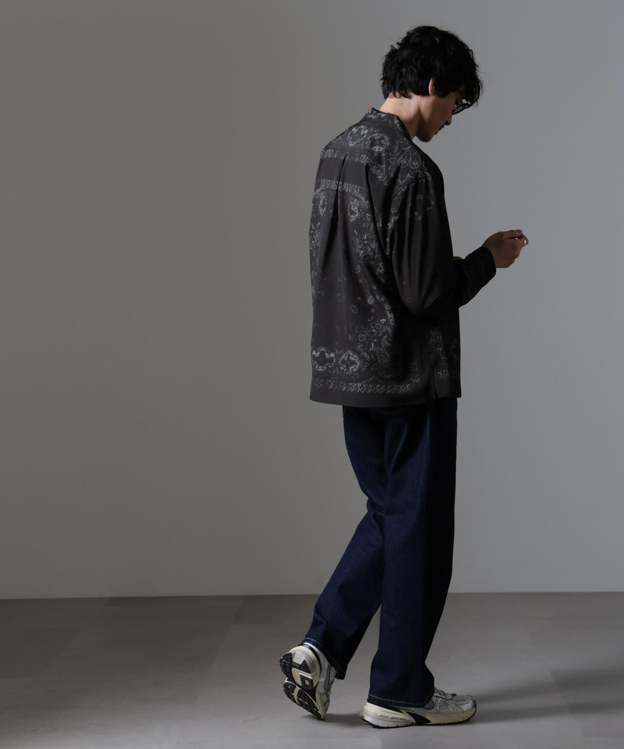 レトロプリント オープンカラーシャツ