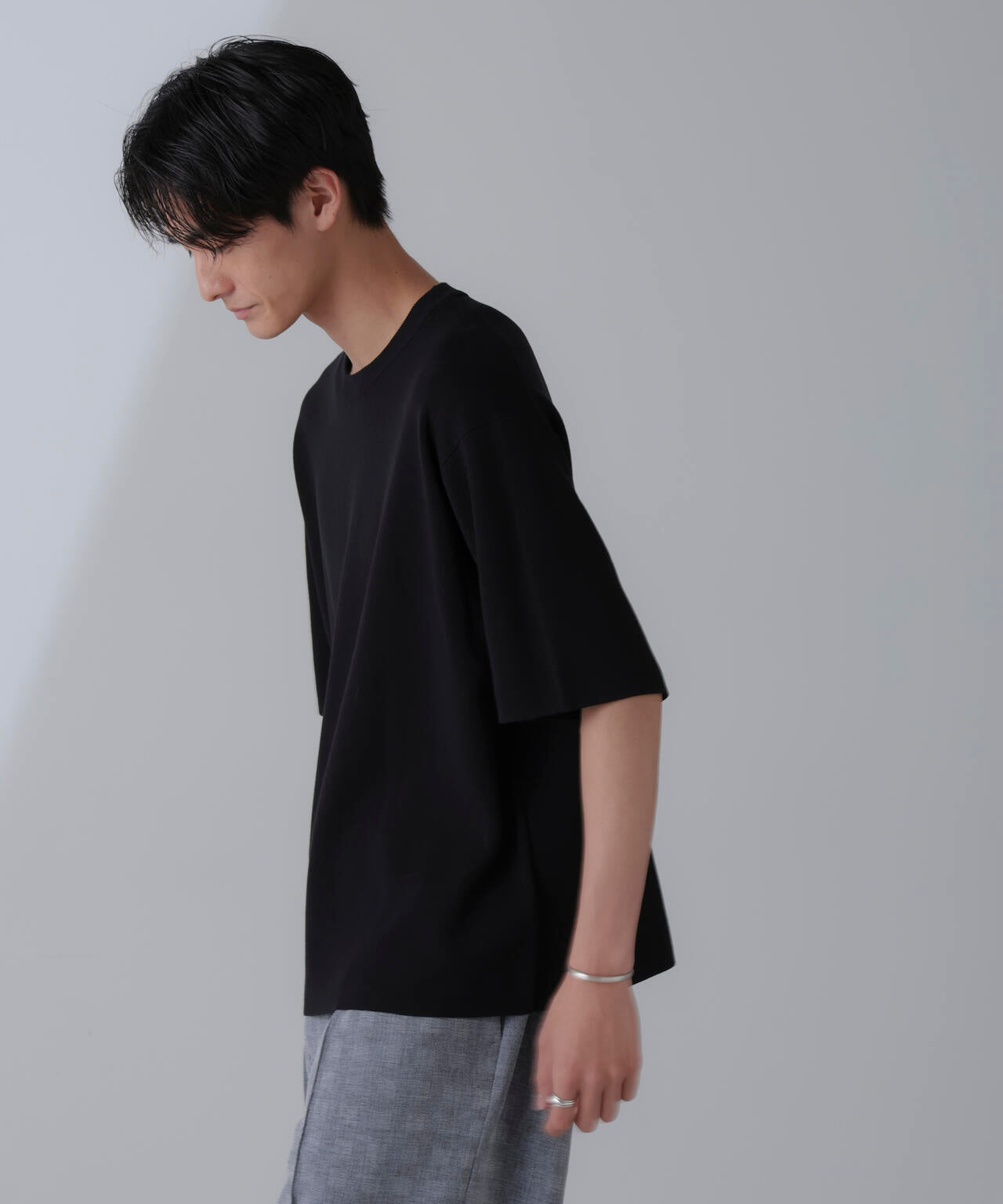 14ゲージミラノリブニット クルーネック 半袖(手洗い可能)