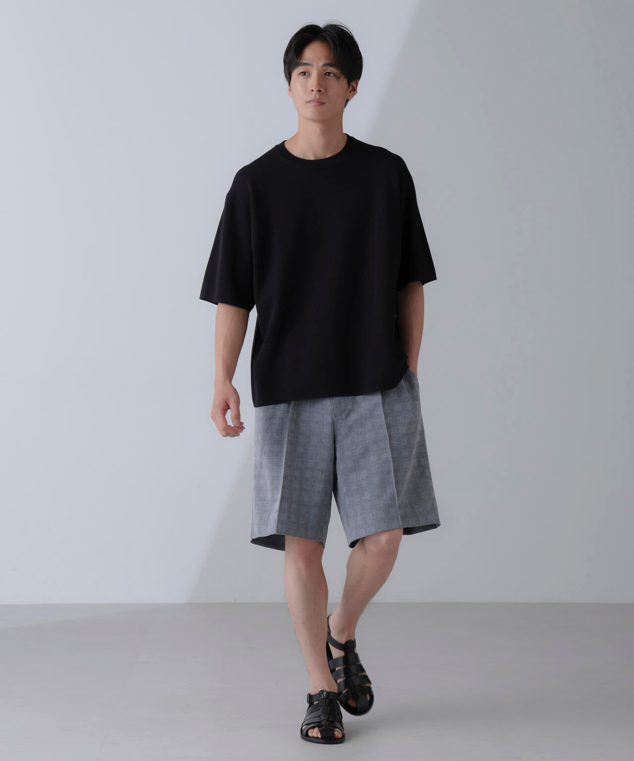 14ゲージミラノリブニット クルーネック 半袖(手洗い可能)