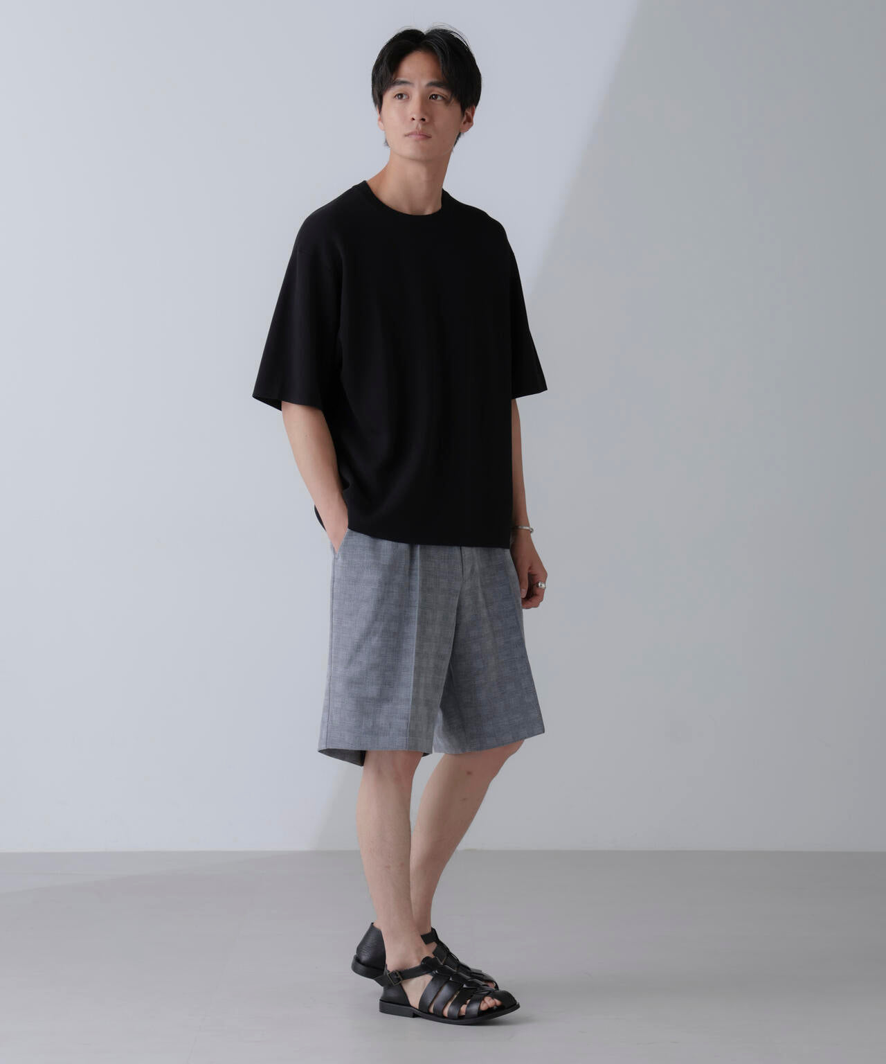 14ゲージミラノリブニット クルーネック 半袖(手洗い可能)